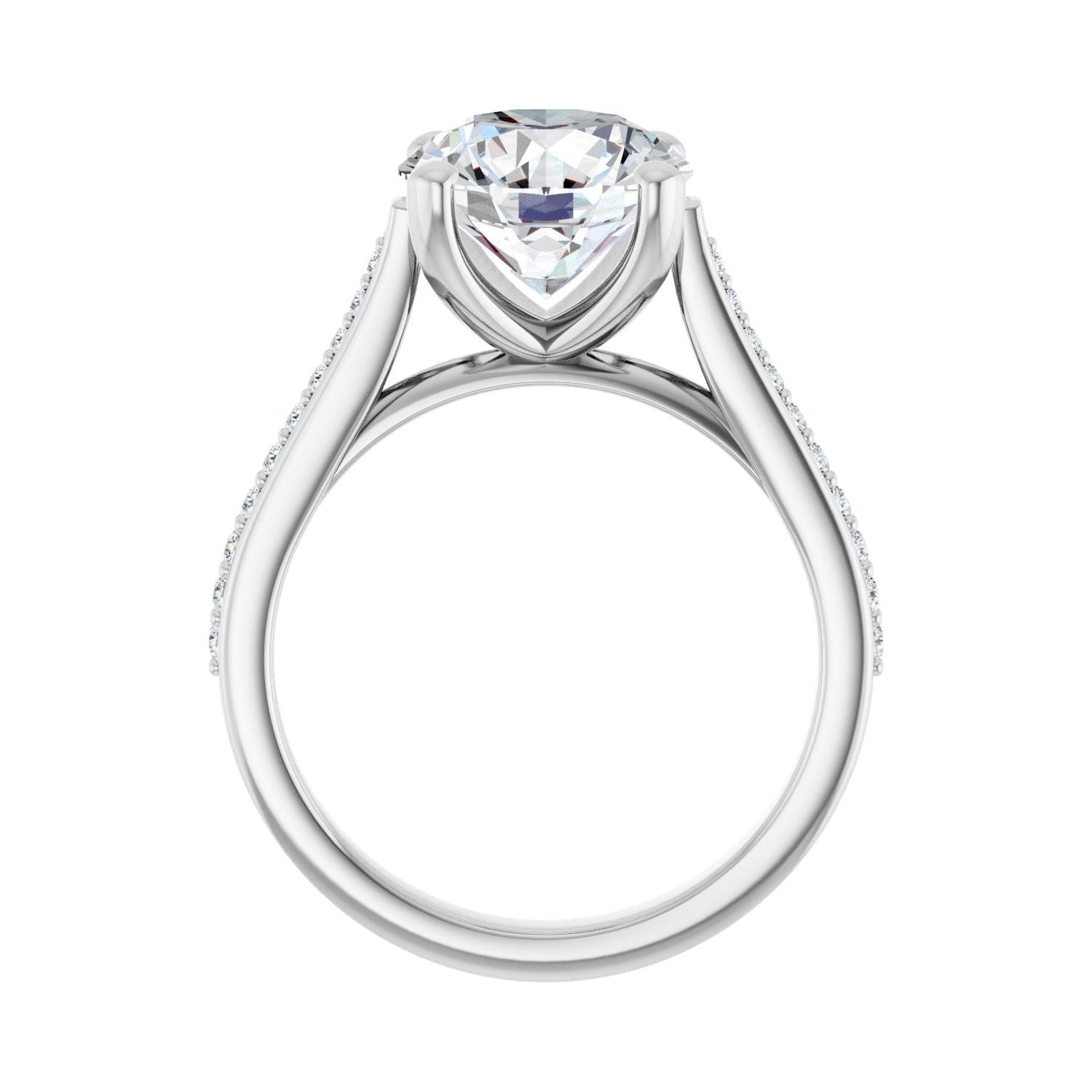 Round Engagement Ring | Metal Type=14K White Gold | Center Stone Size=3 CT | Image 2