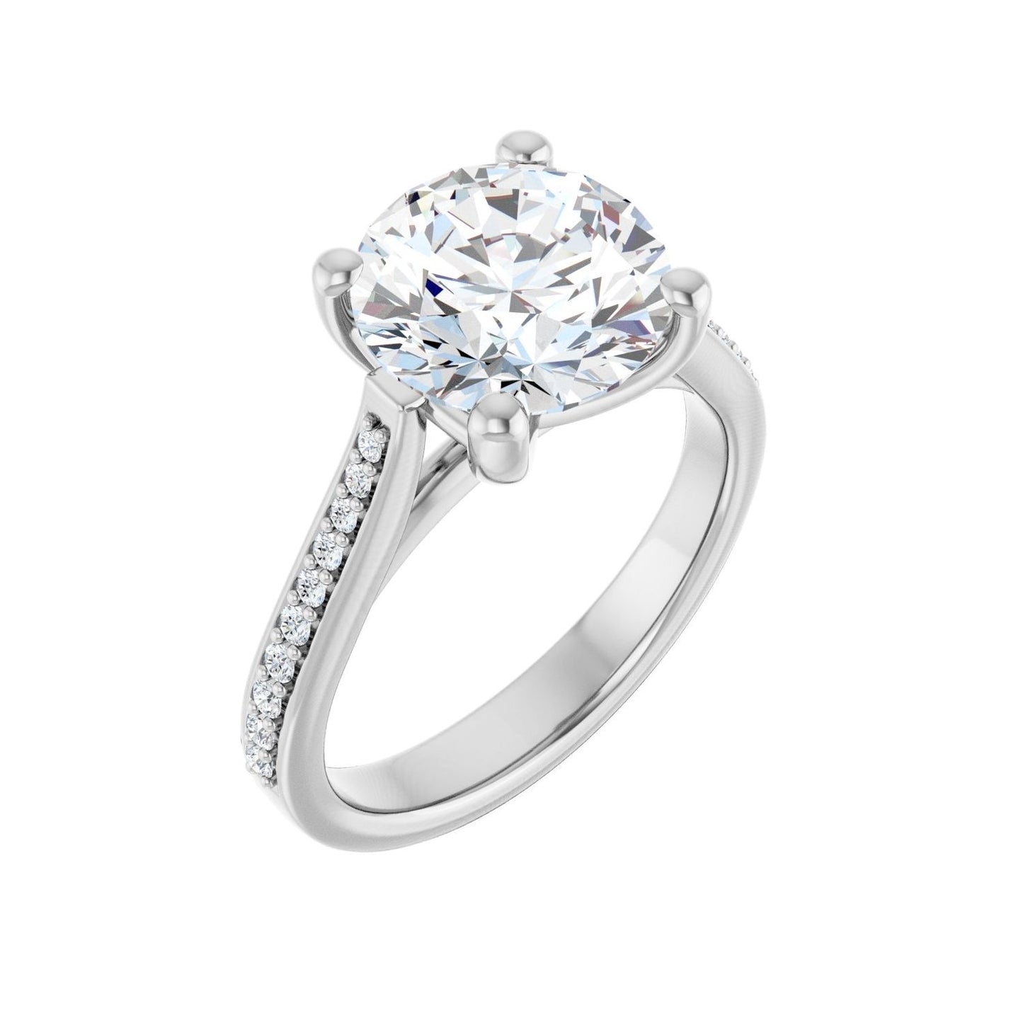 Round Engagement Ring | Metal Type=14K White Gold | Center Stone Size=3 CT | Image 1