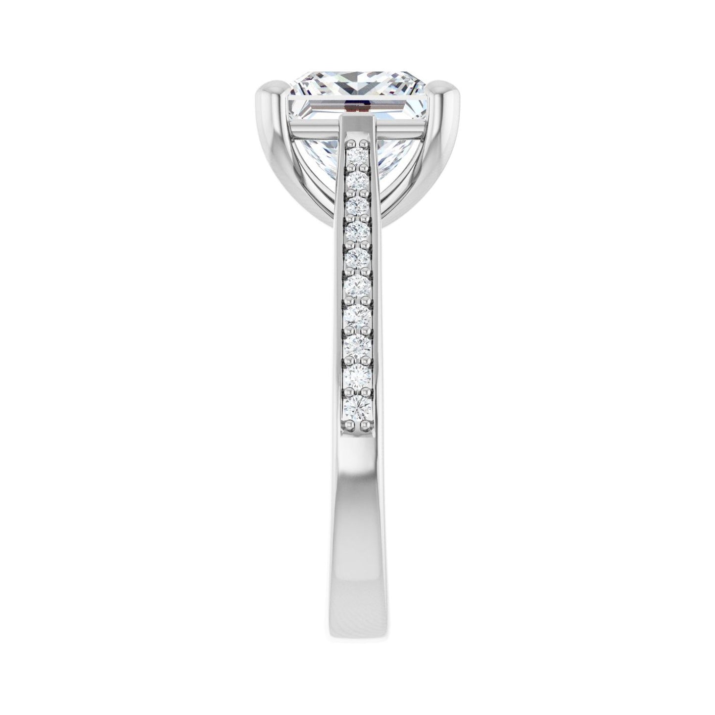 Square Engagement Ring | Metal Type=14K White Gold | Center Stone Size=3 CT | Image 4