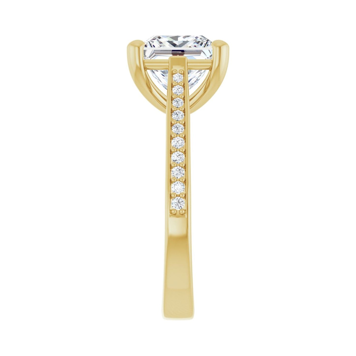 Square Engagement Ring | Metal Type=14K Yellow Gold | Center Stone Size=3 CT | Image 4