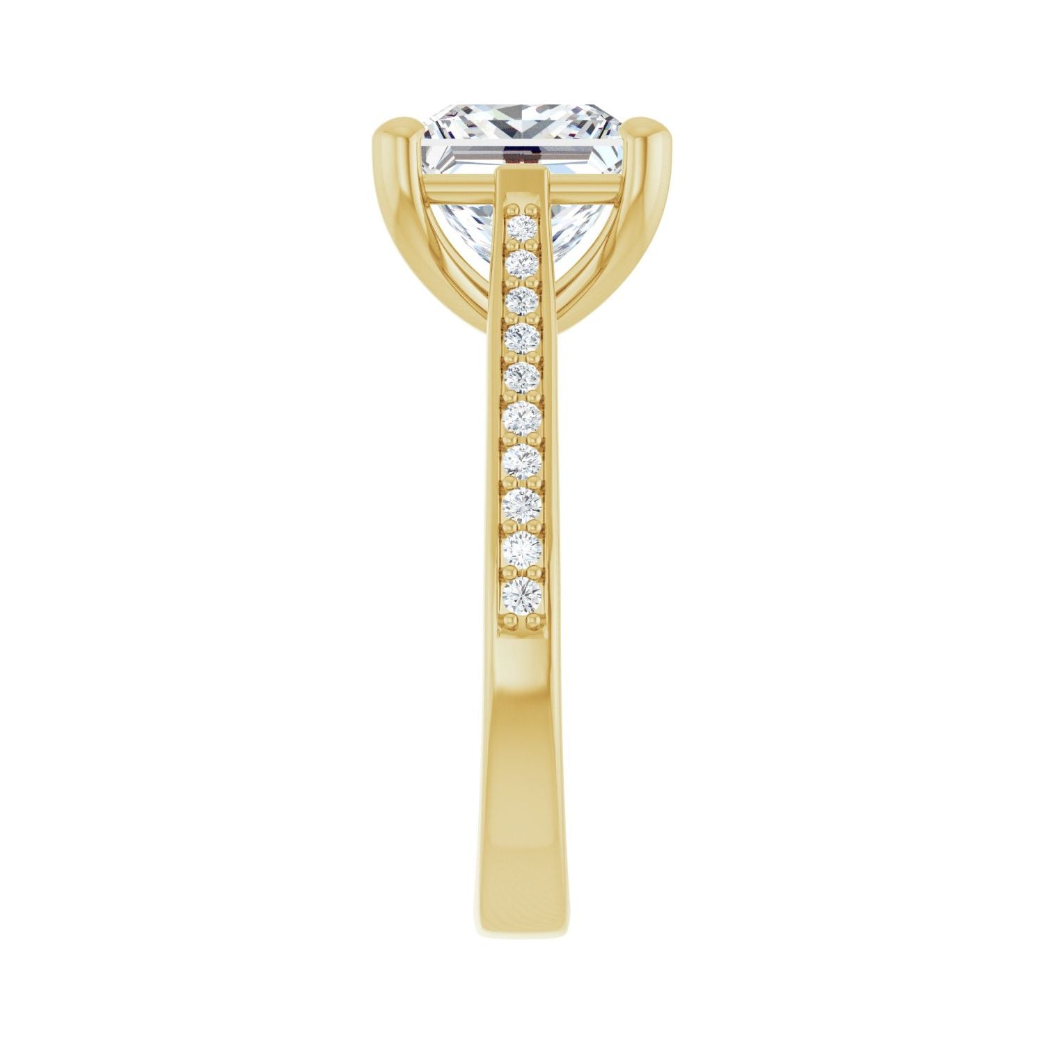 Square Engagement Ring | Metal Type=14K Yellow Gold | Center Stone Size=3 CT | Image 4
