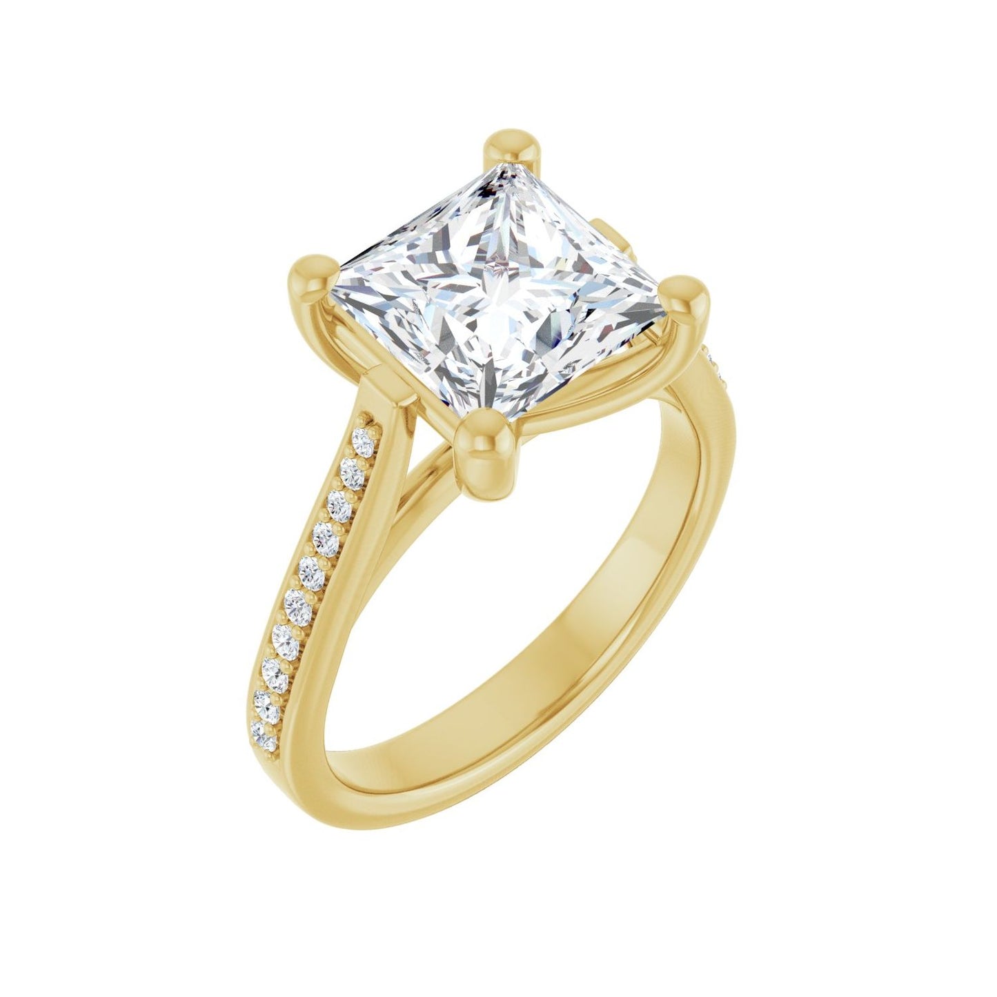 Square Engagement Ring | Metal Type=14K Yellow Gold | Center Stone Size=3 CT | Image 1