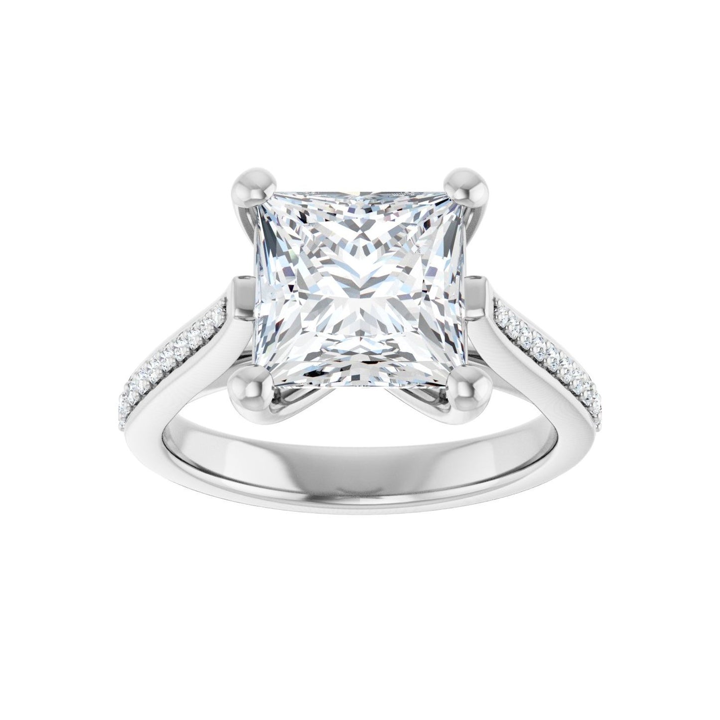 Square Engagement Ring | Metal Type=14K White Gold | Center Stone Size=3 CT | Image 3