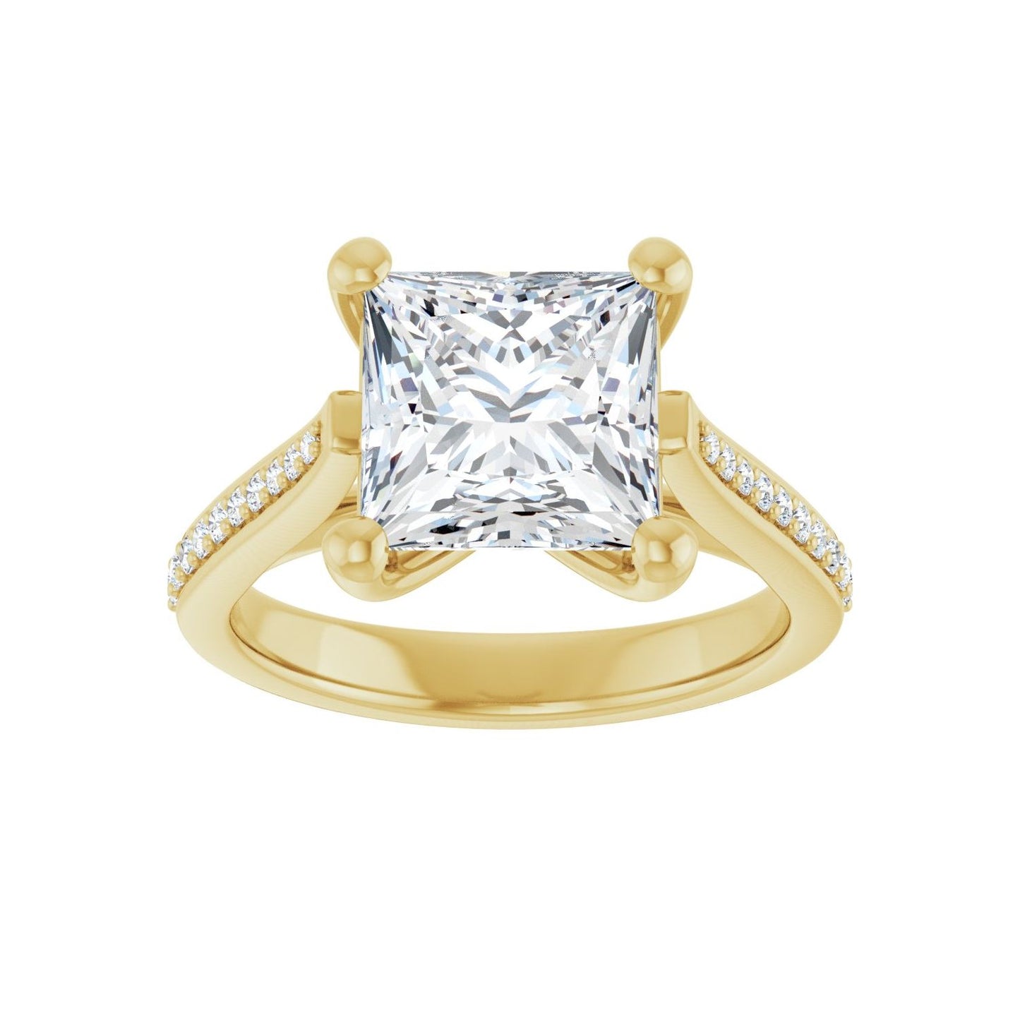 Square Engagement Ring | Metal Type=14K Yellow Gold | Center Stone Size=3 CT | Image 3