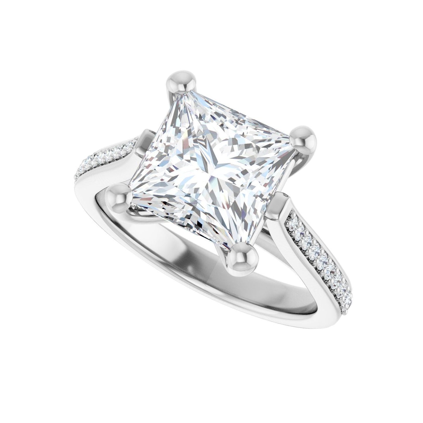 Square Engagement Ring | Metal Type=14K White Gold | Center Stone Size=3 CT | Image 5