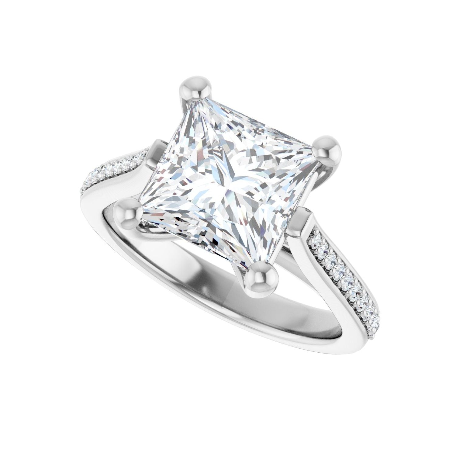 Square Engagement Ring | Metal Type=14K White Gold | Center Stone Size=3 CT | Image 5