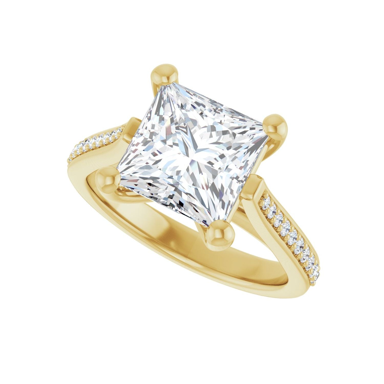 Square Engagement Ring | Metal Type=14K Yellow Gold | Center Stone Size=3 CT | Image 5
