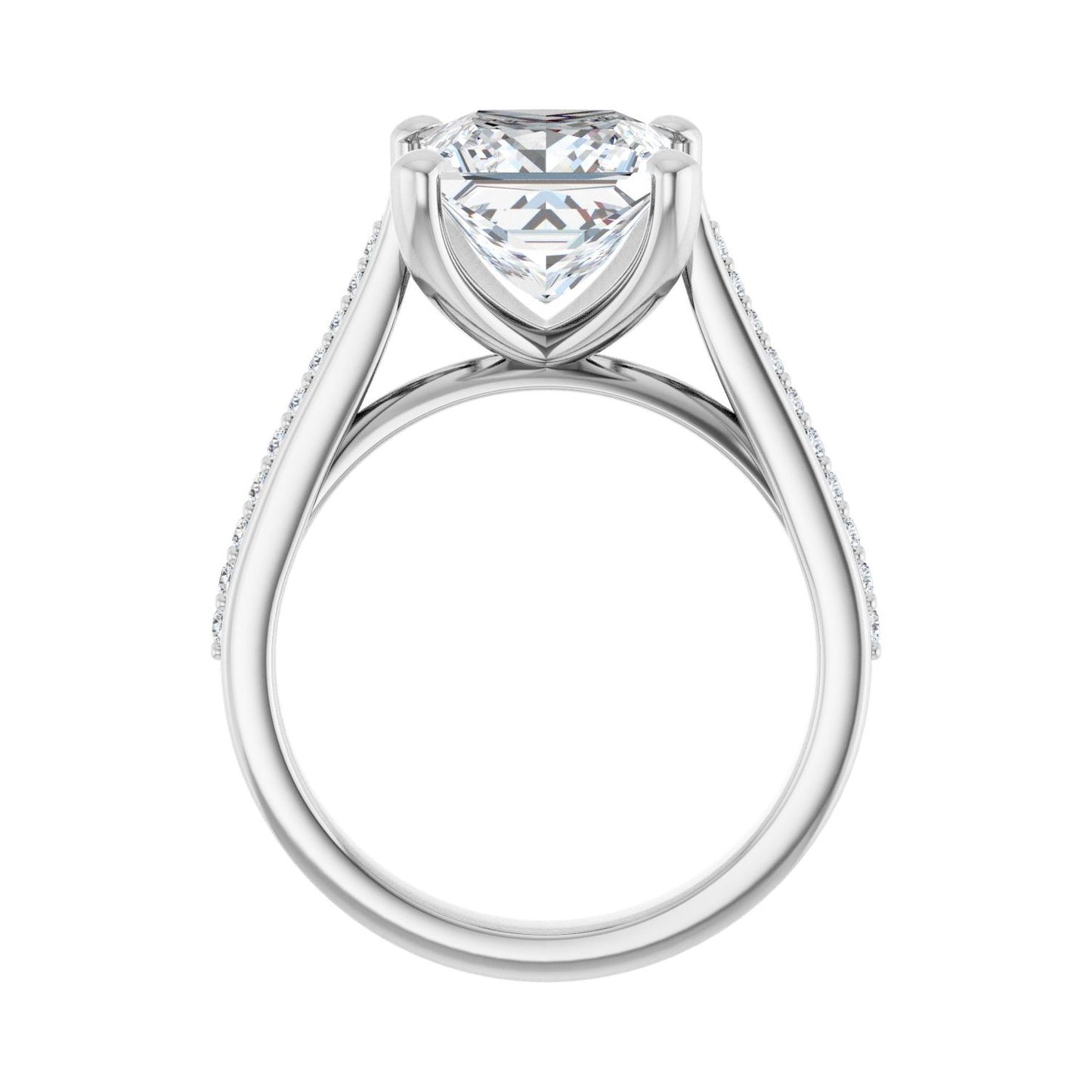 Square Engagement Ring | Metal Type=14K White Gold | Center Stone Size=3 CT | Image 2