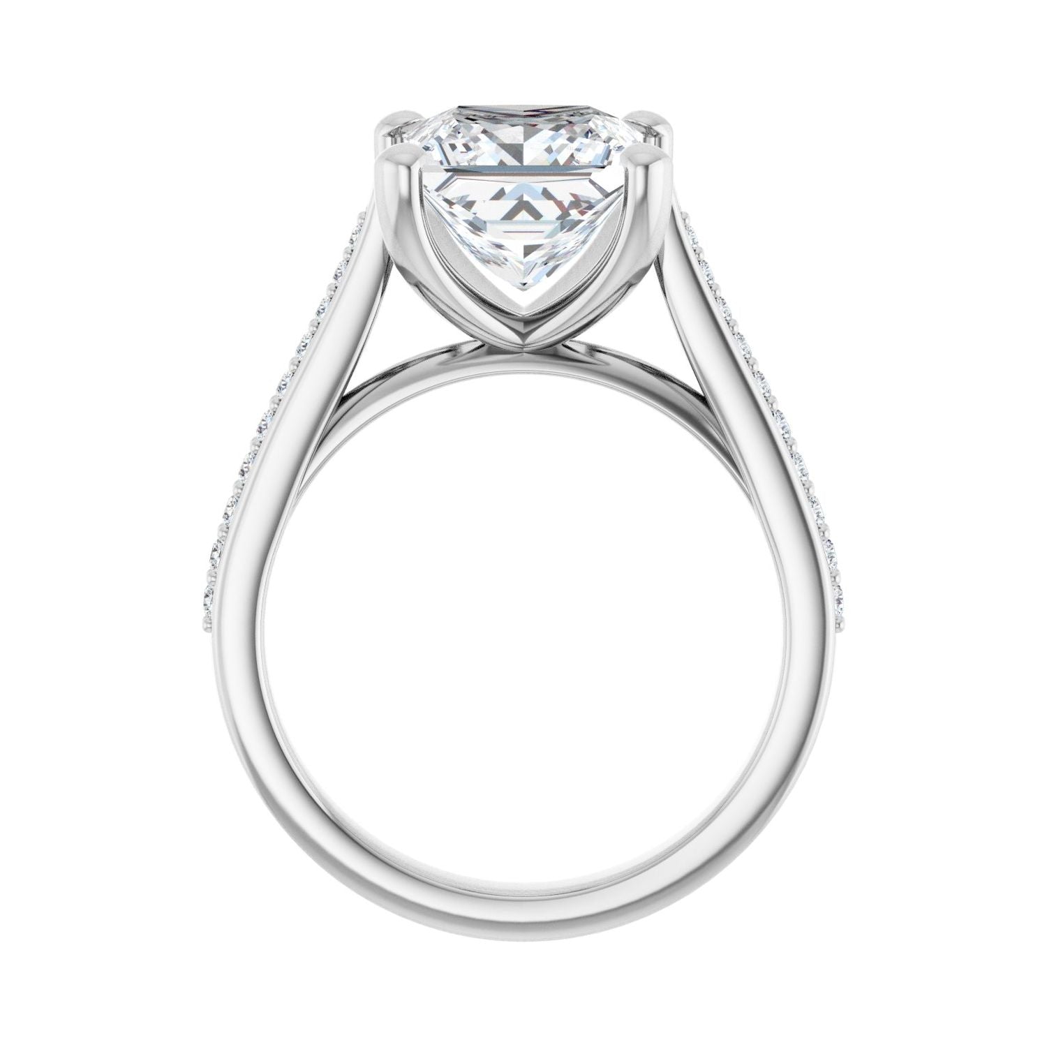 Square Engagement Ring | Metal Type=14K White Gold | Center Stone Size=3 CT | Image 2