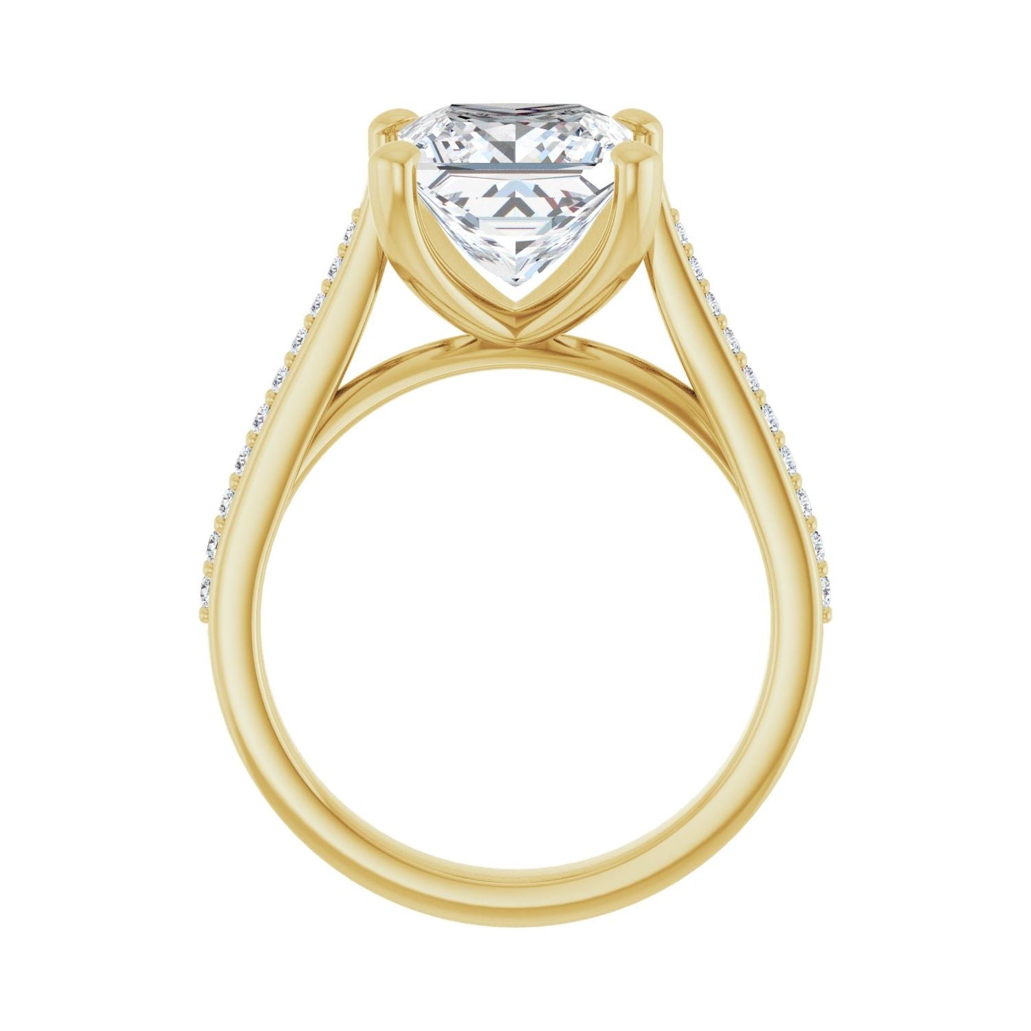 Square Engagement Ring | Metal Type=14K Yellow Gold | Center Stone Size=3 CT | Image 2