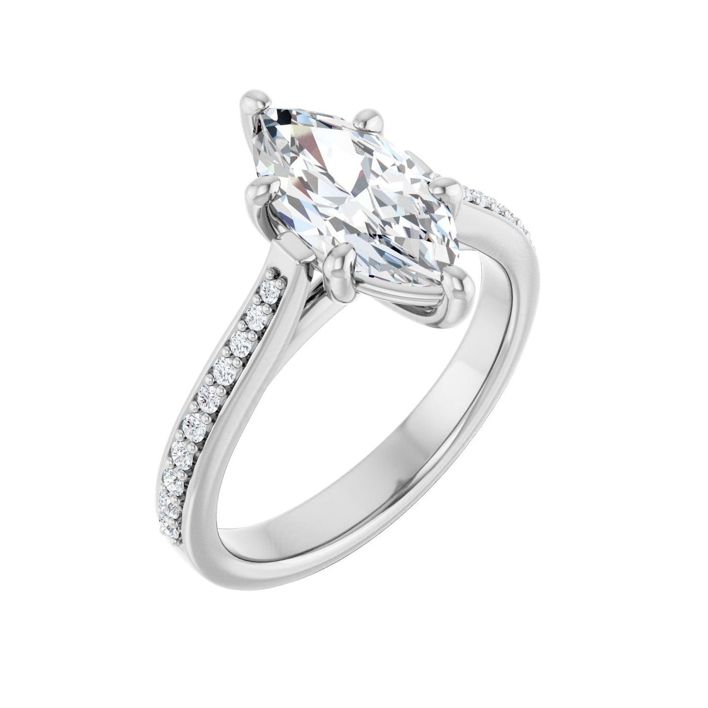 Marquise Engagement Ring | Metal Type=14K White Gold | Center Stone Size=1.5 CT | Image 1