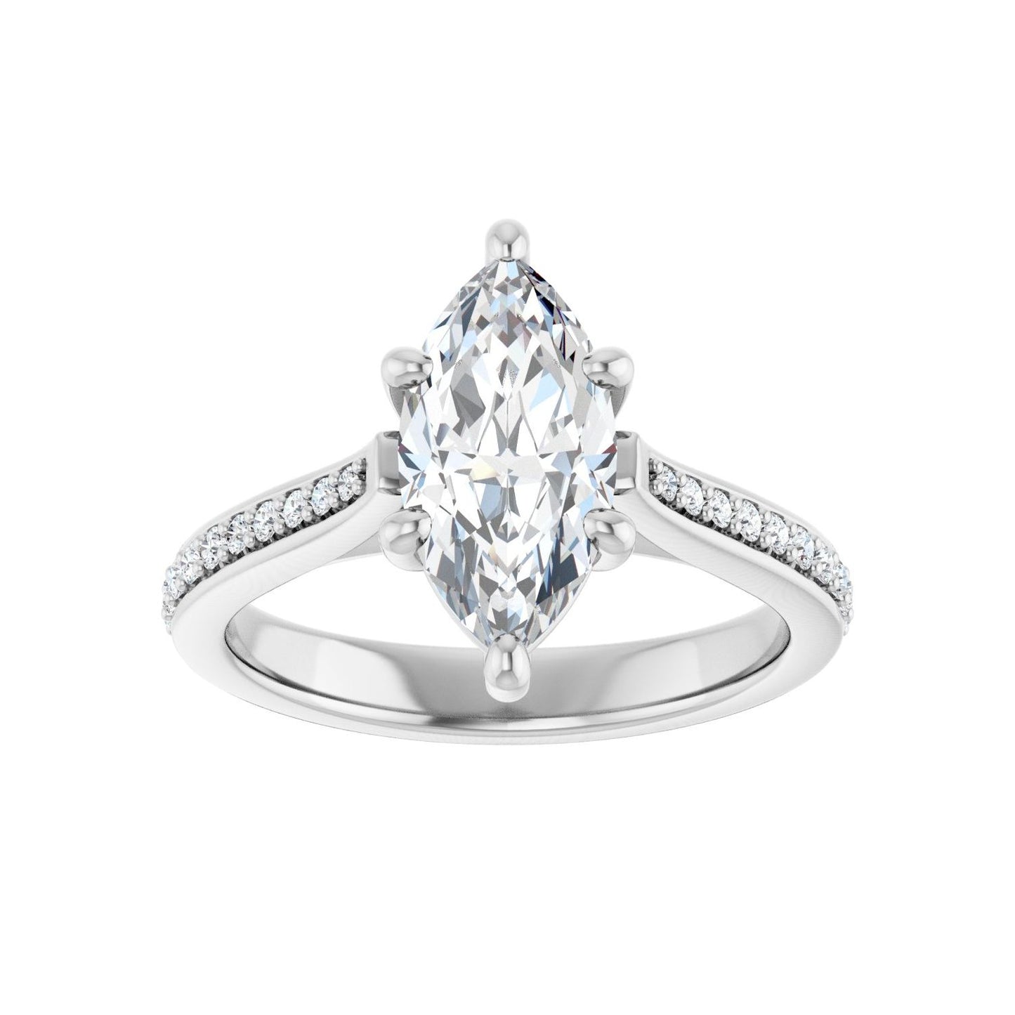 Marquise Engagement Ring | Metal Type=14K White Gold | Center Stone Size=1.5 CT | Image 3