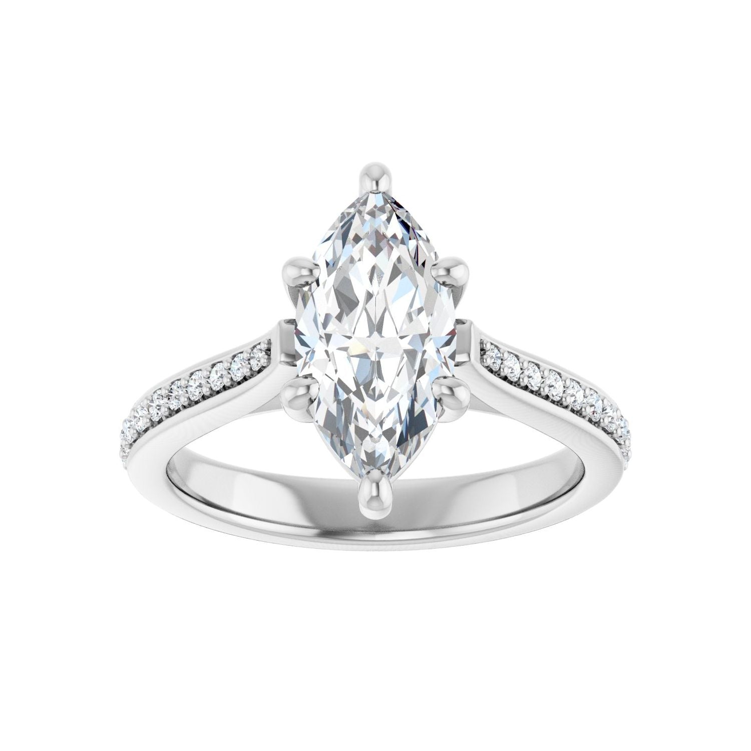 Marquise Engagement Ring | Metal Type=14K White Gold | Center Stone Size=1.5 CT | Image 3