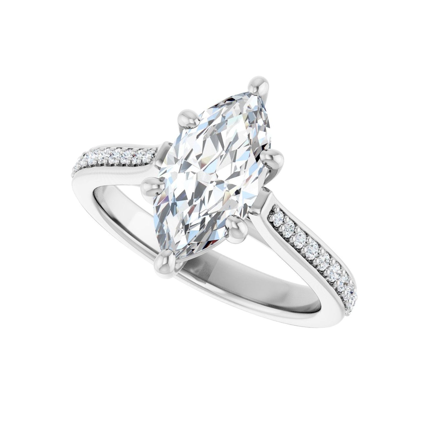 Marquise Engagement Ring | Metal Type=14K White Gold | Center Stone Size=1.5 CT | Image 5
