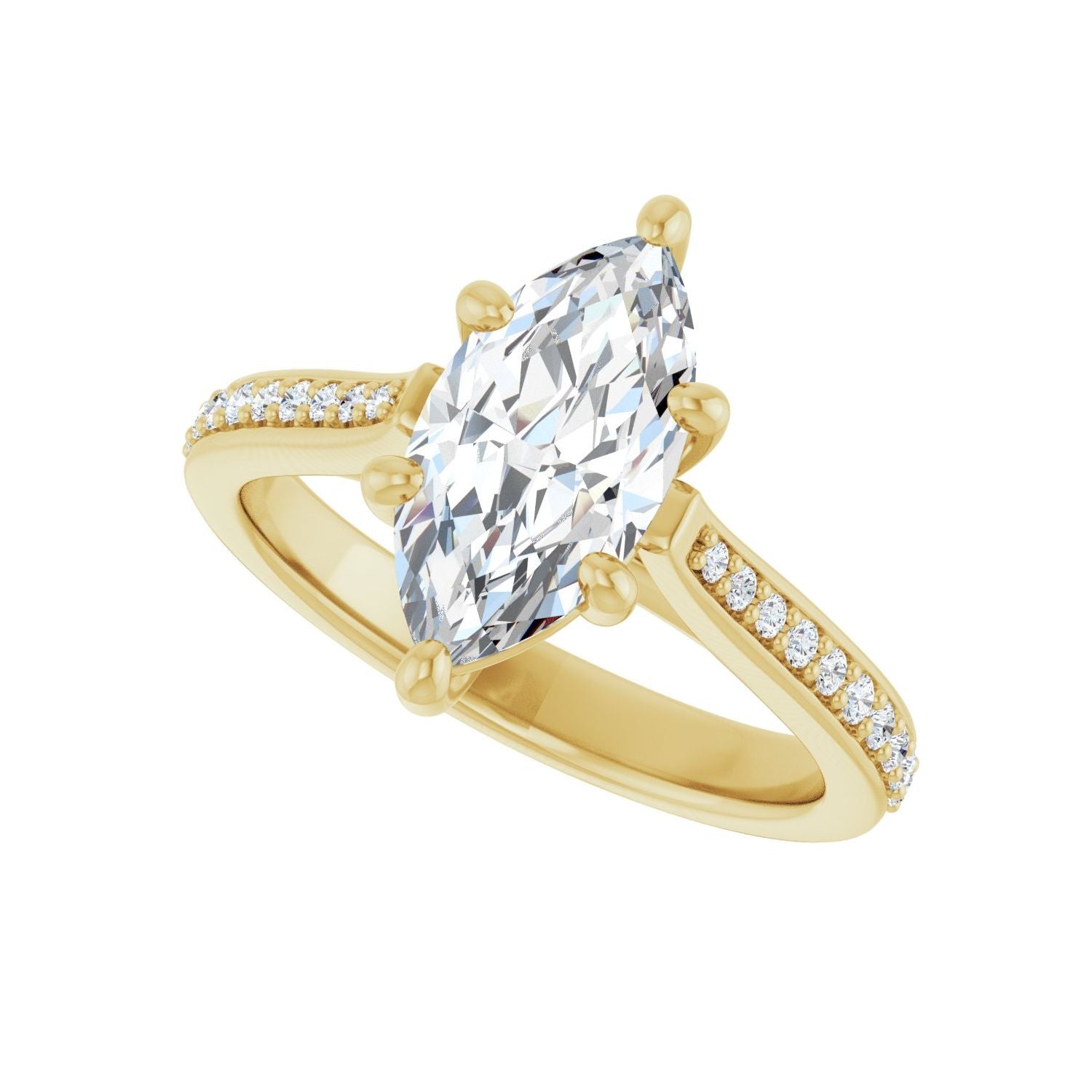 Marquise Engagement Ring | Metal Type=14K Yellow Gold | Center Stone Size=1.5 CT | Image 5