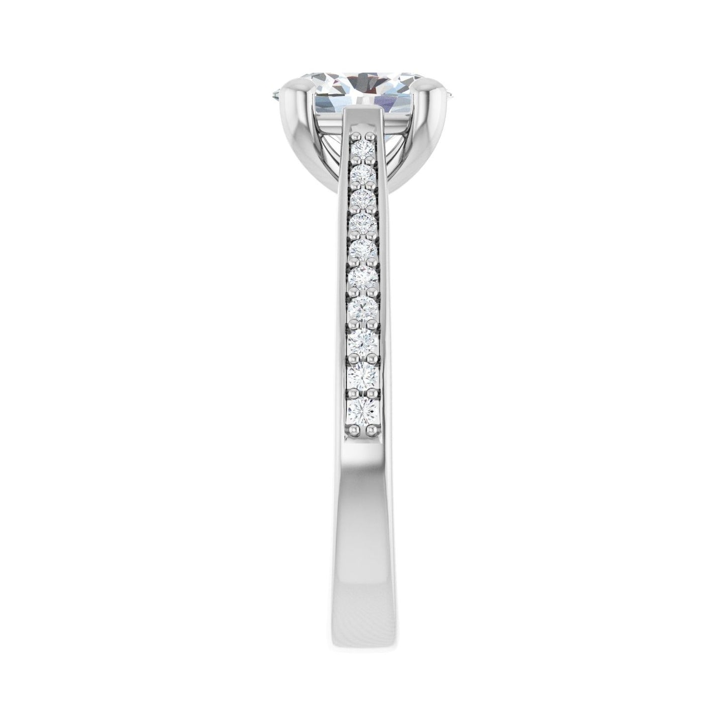 Oval Engagement Ring | Metal Type=14K White Gold | Center Stone Size=1.5 CT | Image 4
