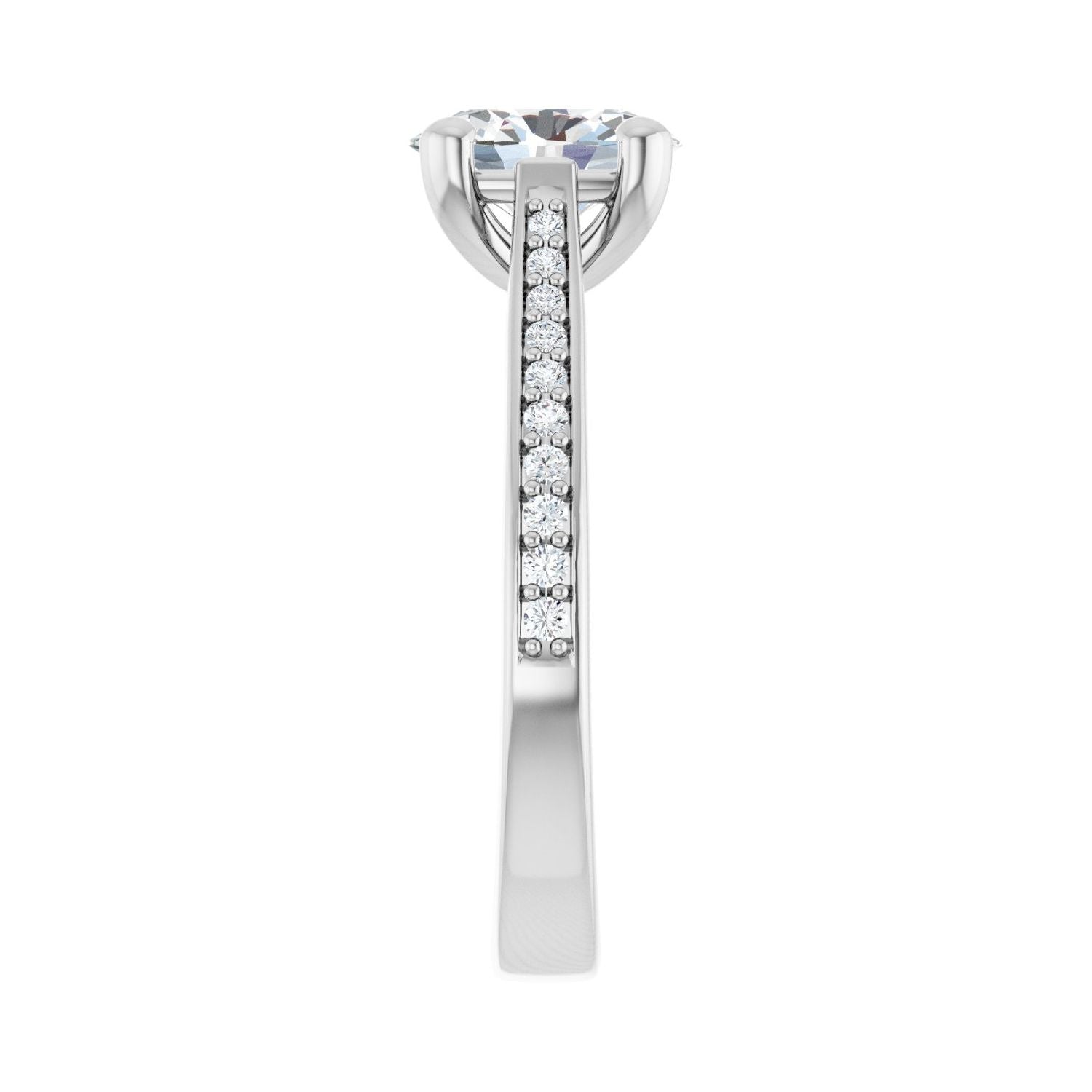 Oval Engagement Ring | Metal Type=14K White Gold | Center Stone Size=1.5 CT | Image 4