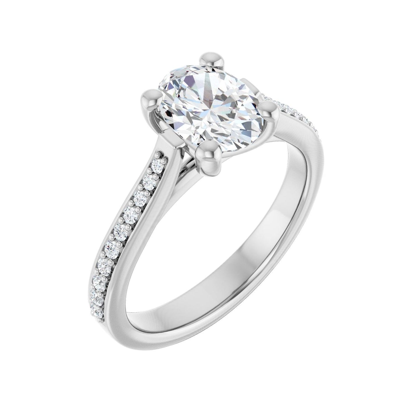 Oval Engagement Ring | Metal Type=14K White Gold | Center Stone Size=1.5 CT | Image 1