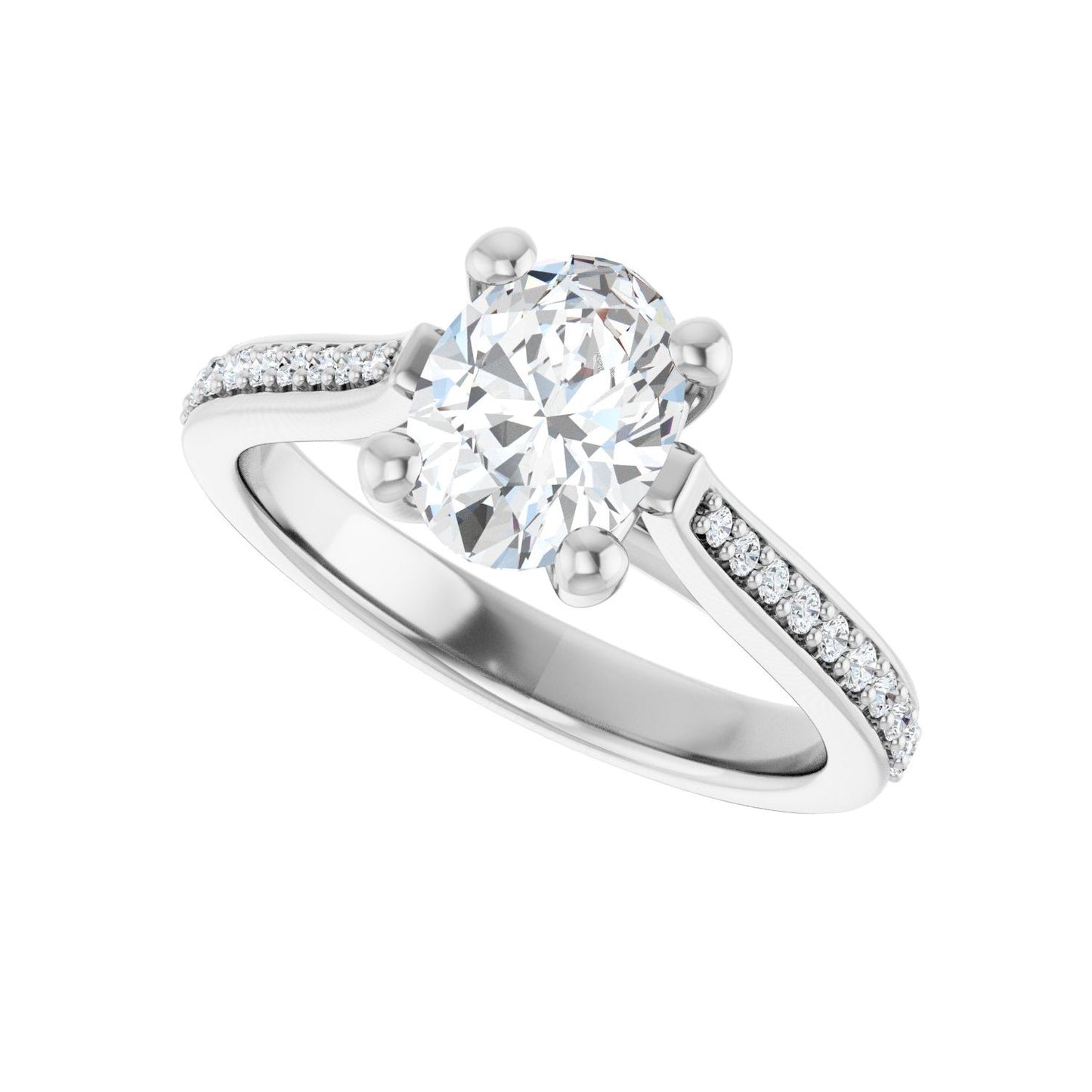 Oval Engagement Ring | Metal Type=14K White Gold | Center Stone Size=1.5 CT | Image 5