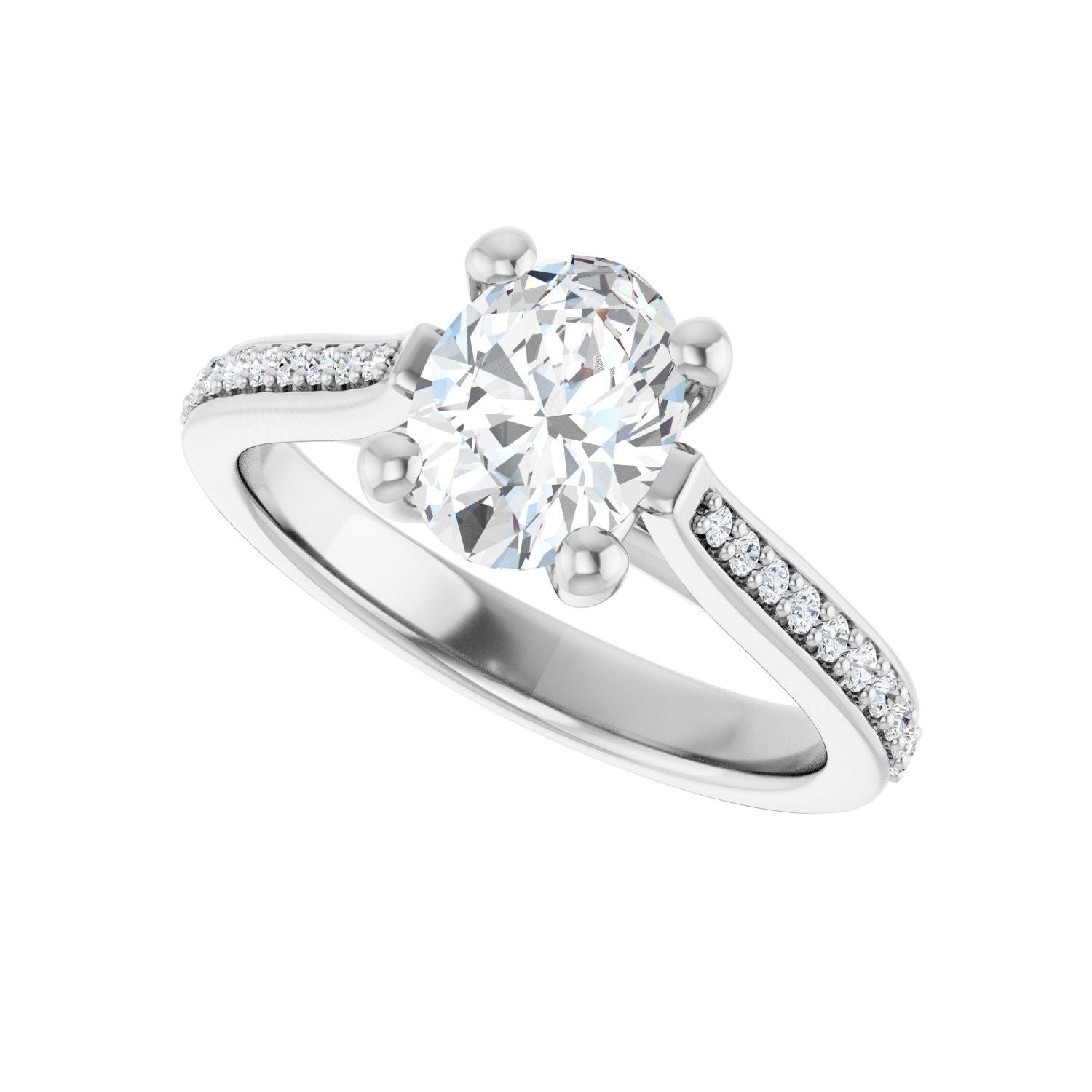 Oval Engagement Ring | Metal Type=14K White Gold | Center Stone Size=1.5 CT | Image 5