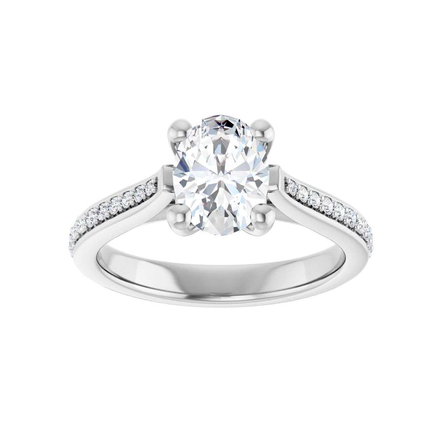 Oval Engagement Ring | Metal Type=14K White Gold | Center Stone Size=1.5 CT | Image 3