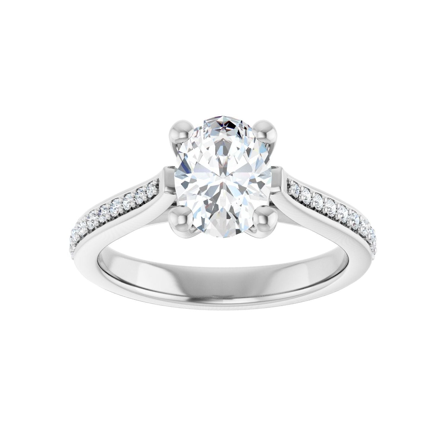 Oval Engagement Ring | Metal Type=14K White Gold | Center Stone Size=1.5 CT | Image 3