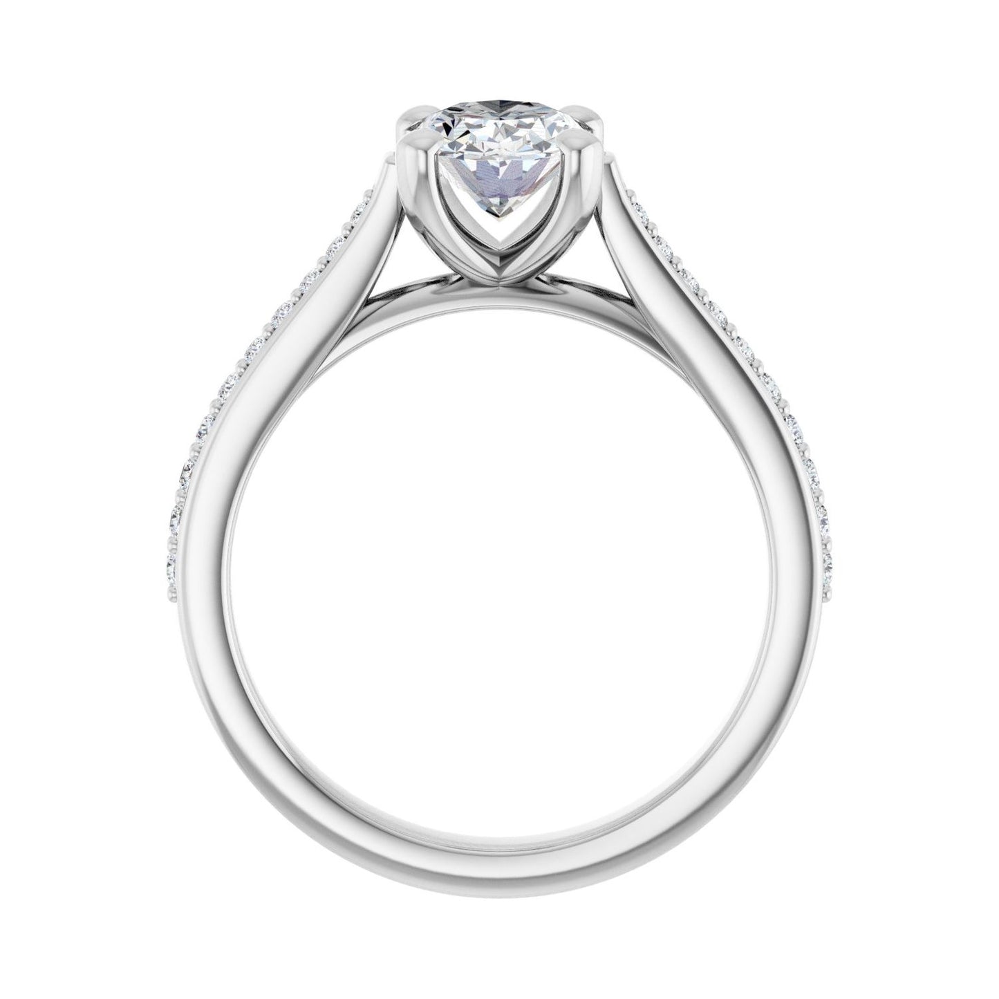 Oval Engagement Ring | Metal Type=14K White Gold | Center Stone Size=1.5 CT | Image 2