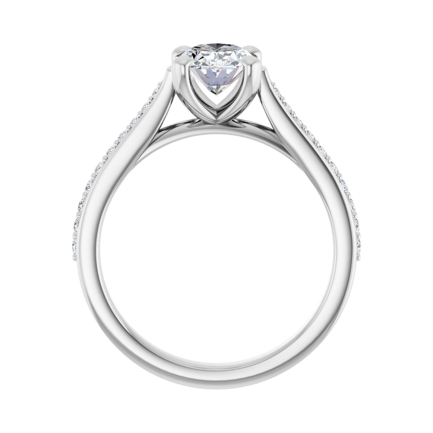 Oval Engagement Ring | Metal Type=14K White Gold | Center Stone Size=1.5 CT | Image 2