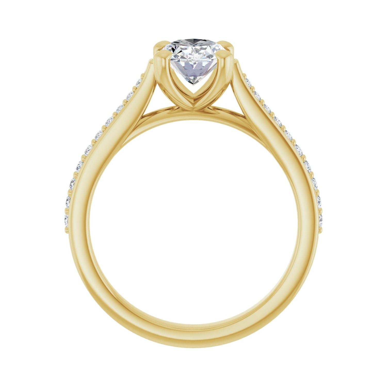 Oval Engagement Ring | Metal Type=14K Yellow Gold | Center Stone Size=1.5 CT | Image 2