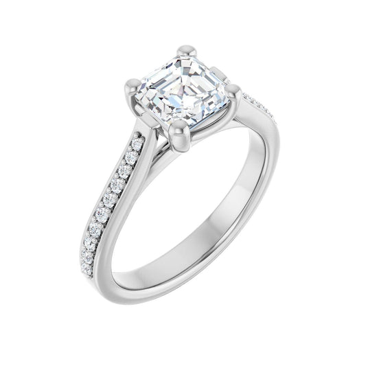 Asscher Engagement Ring | Metal Type=14K White Gold | Center Stone Size=1 CT | Image 1