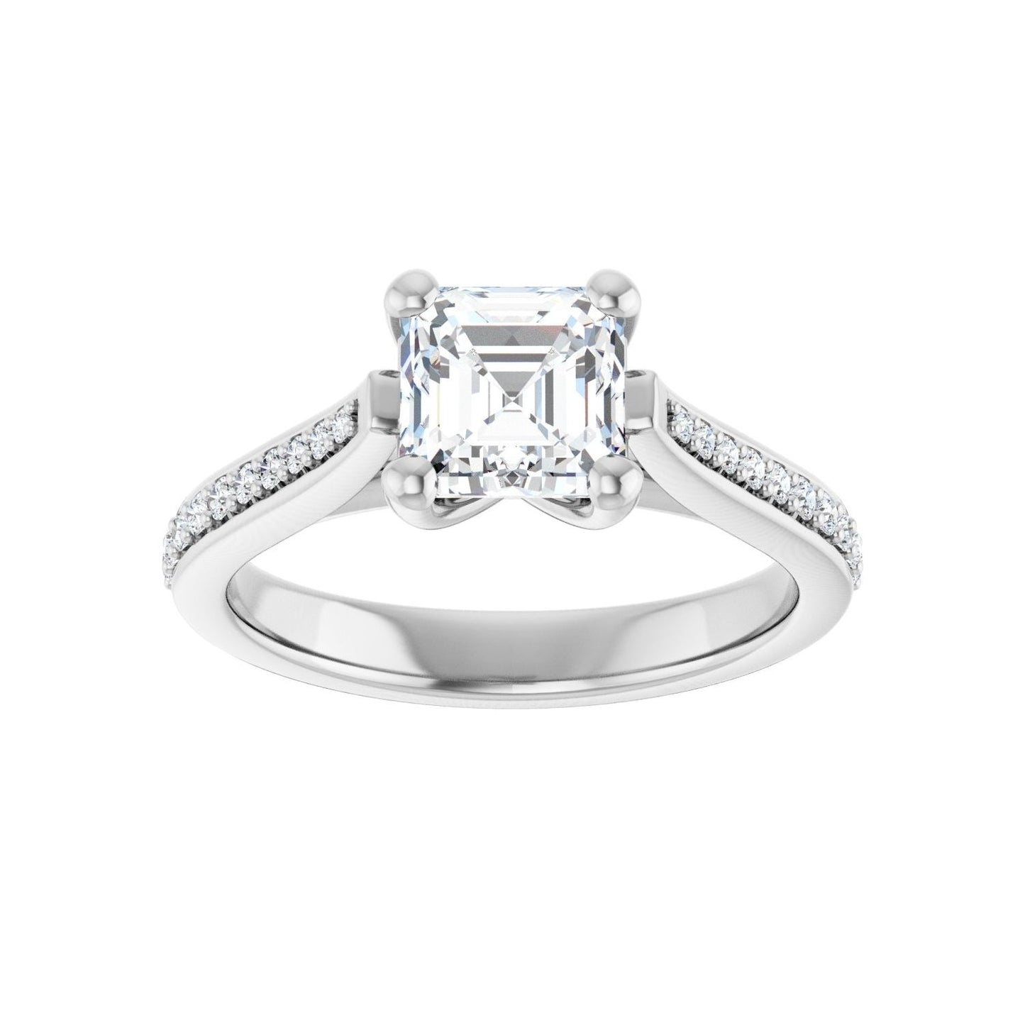 Asscher Engagement Ring | Metal Type=14K White Gold | Center Stone Size=1 CT | Image 3