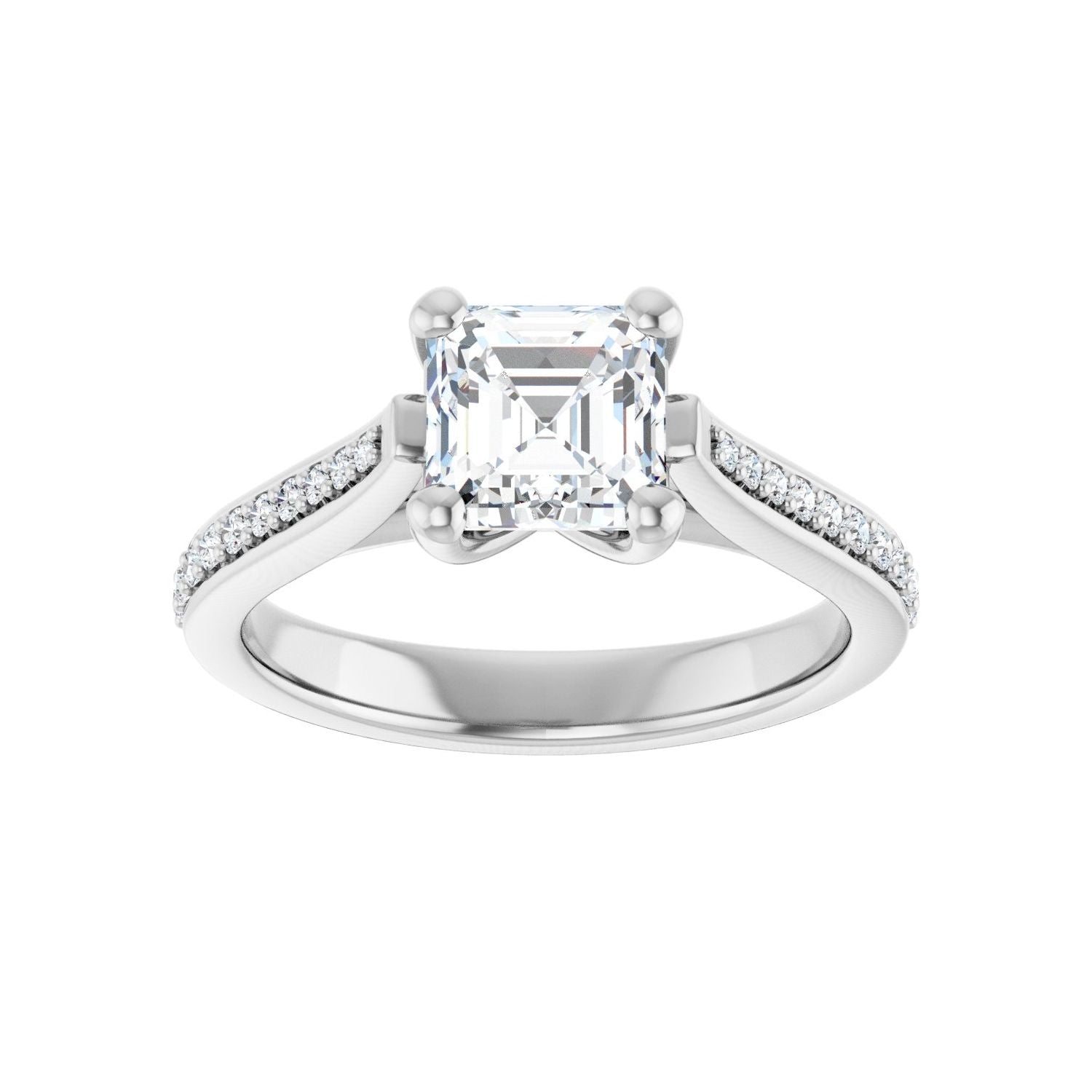 Asscher Engagement Ring | Metal Type=14K White Gold | Center Stone Size=1 CT | Image 3