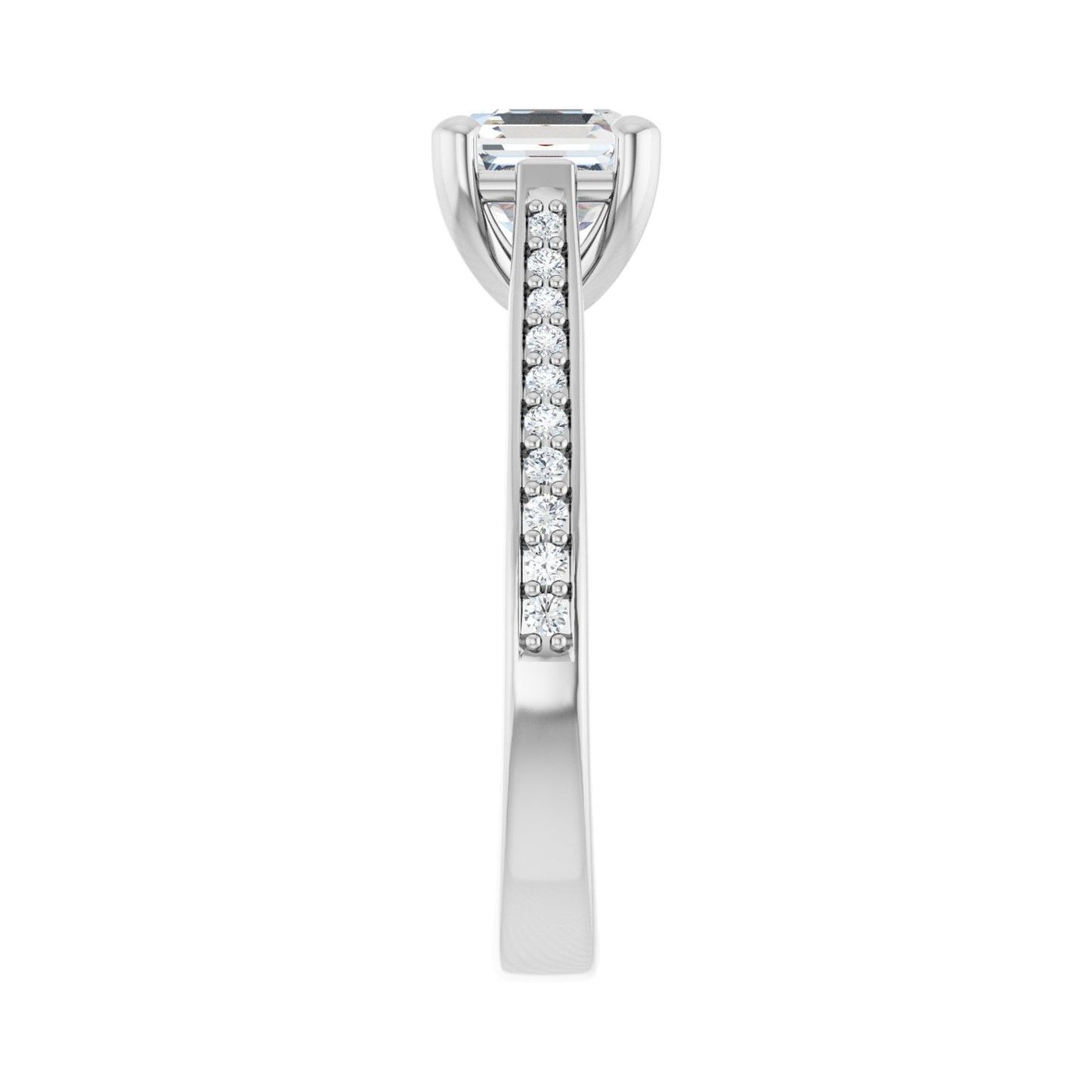 Asscher Engagement Ring | Metal Type=14K White Gold | Center Stone Size=1 CT | Image 4