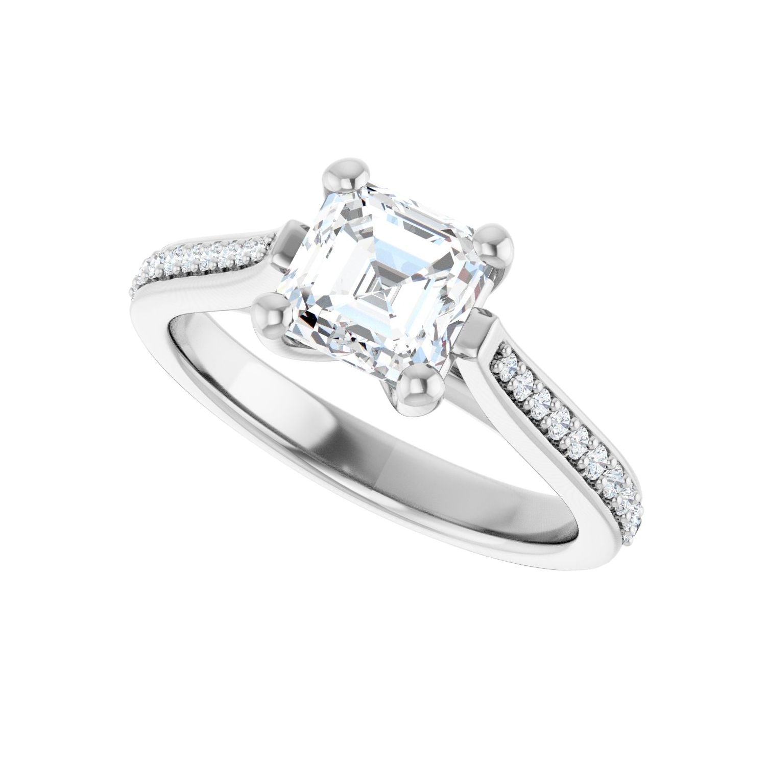Asscher Engagement Ring | Metal Type=14K White Gold | Center Stone Size=1 CT | Image 5