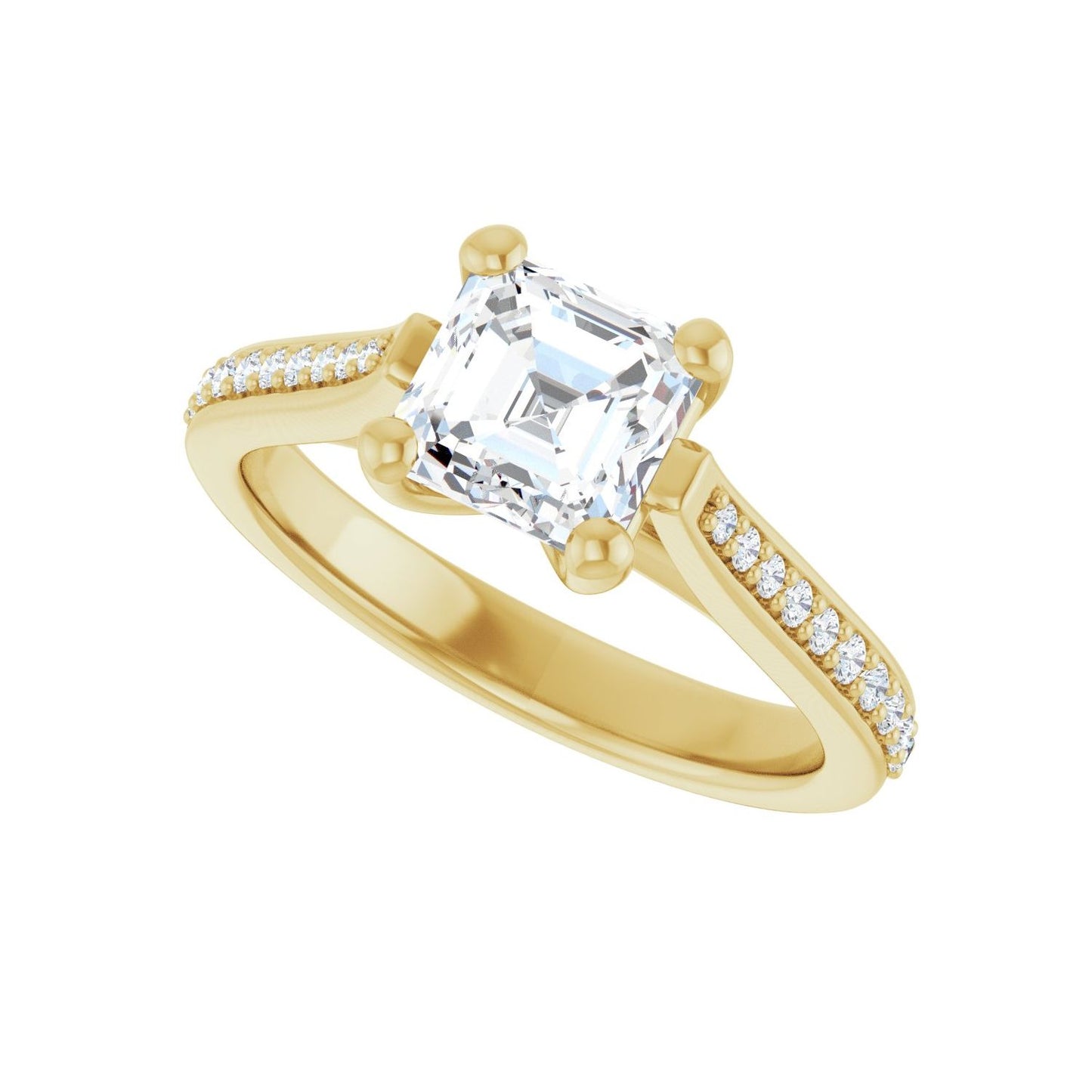 Asscher Engagement Ring | Metal Type=14K Yellow Gold | Center Stone Size=1 CT | Image 5