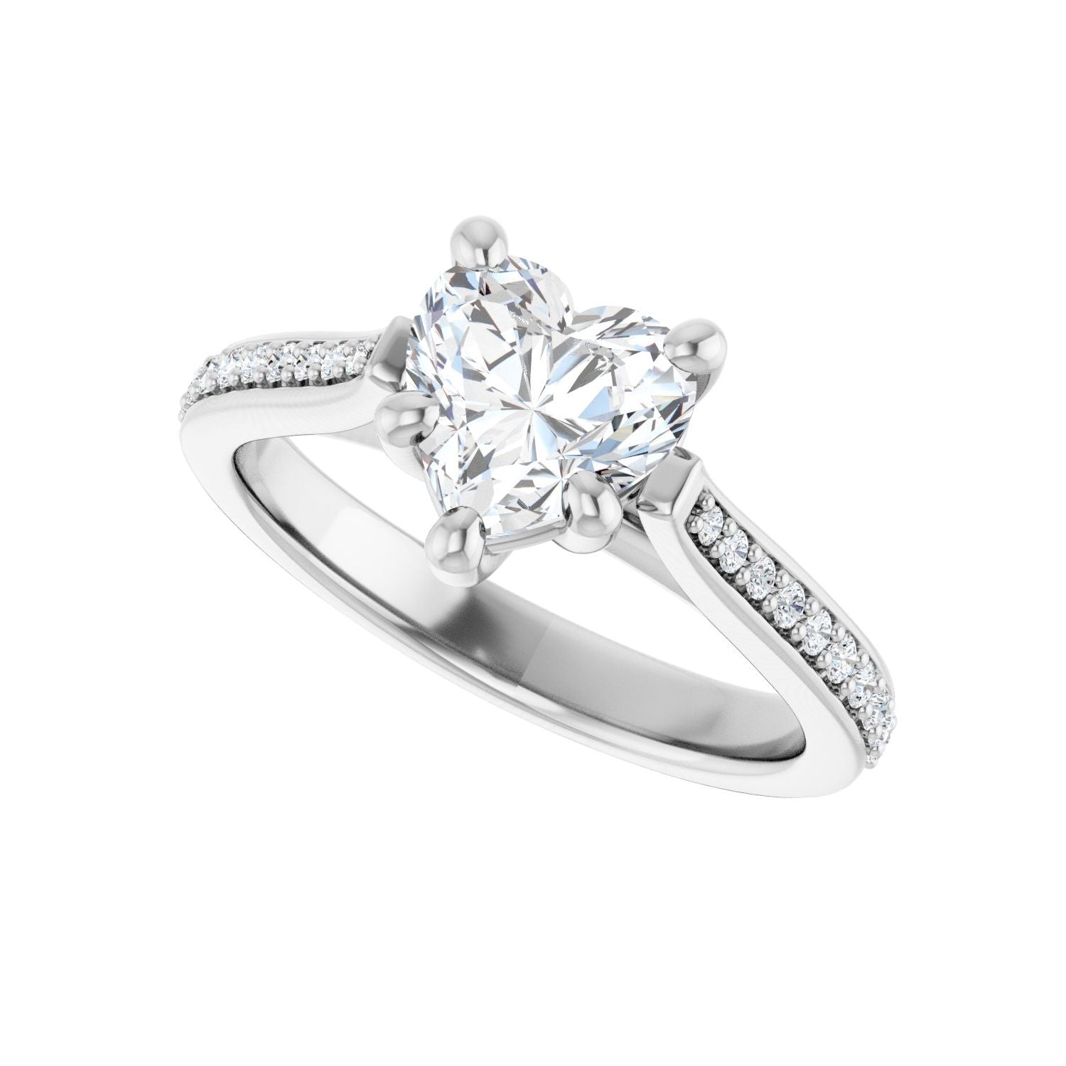 Heart Engagement Ring | Metal Type=14K White Gold | Center Stone Size=1 CT | Image 5