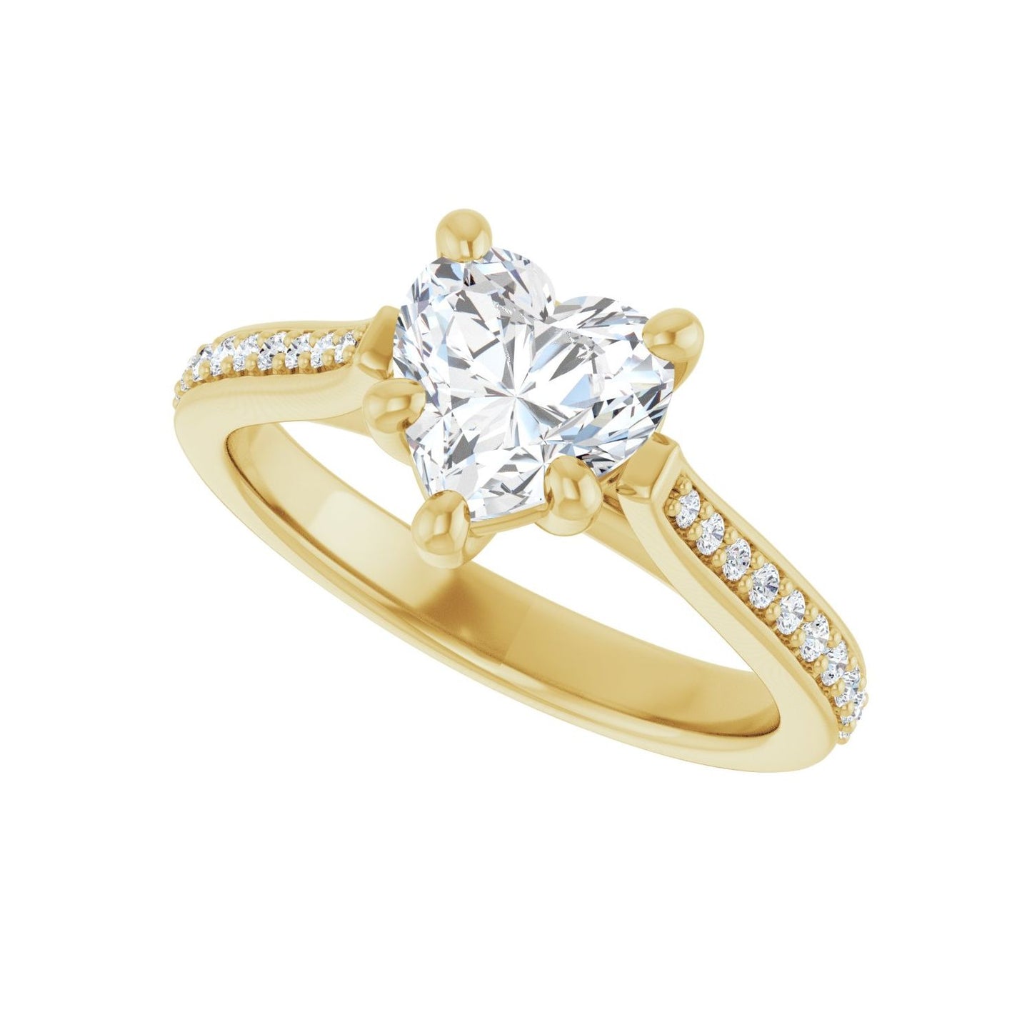 Heart Engagement Ring | Metal Type=14K Yellow Gold | Center Stone Size=1 CT | Image 5