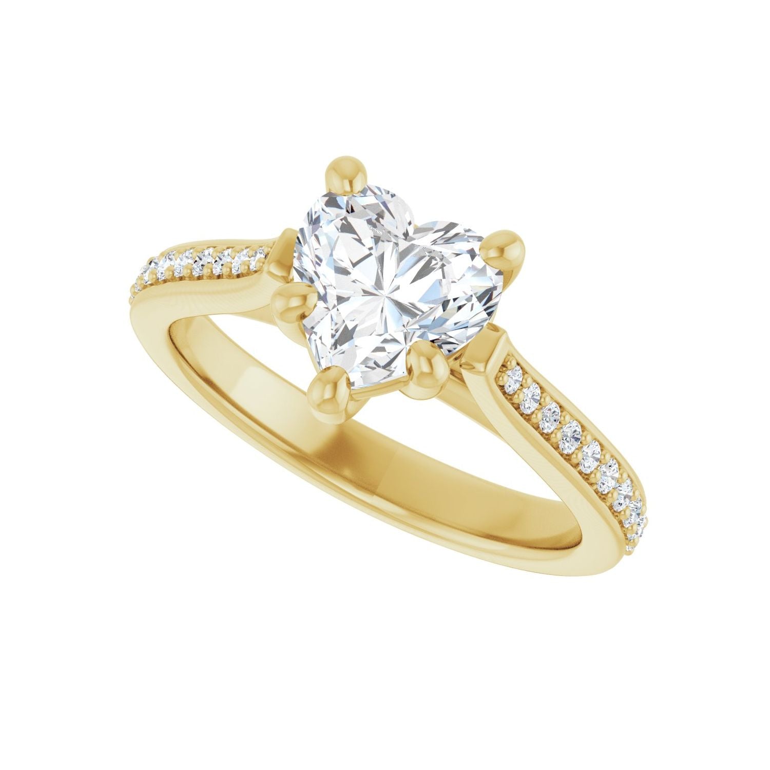 Heart Engagement Ring | Metal Type=14K Yellow Gold | Center Stone Size=1 CT | Image 5