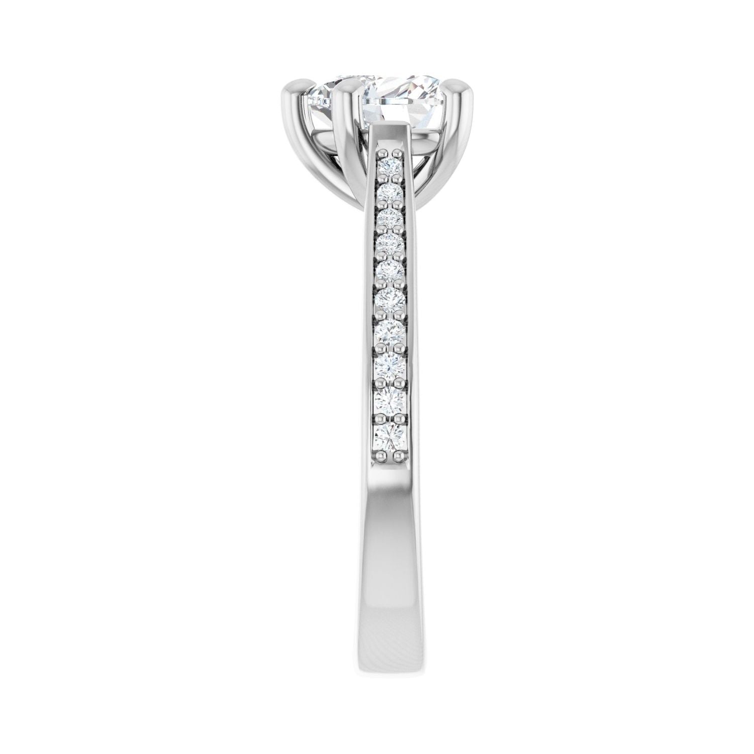 Heart Engagement Ring | Metal Type=14K White Gold | Center Stone Size=1 CT | Image 4