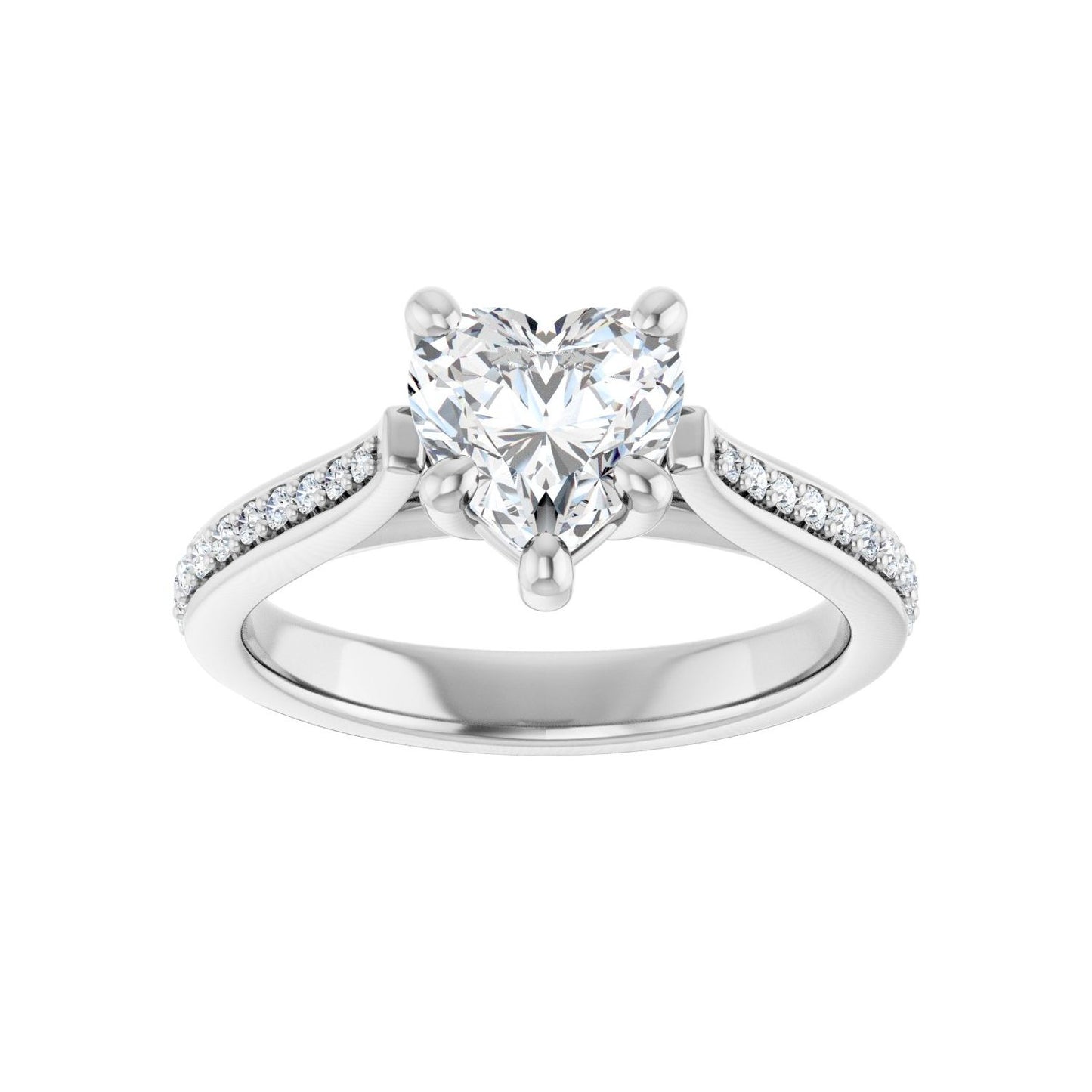 Heart Engagement Ring | Metal Type=14K White Gold | Center Stone Size=1 CT | Image 3