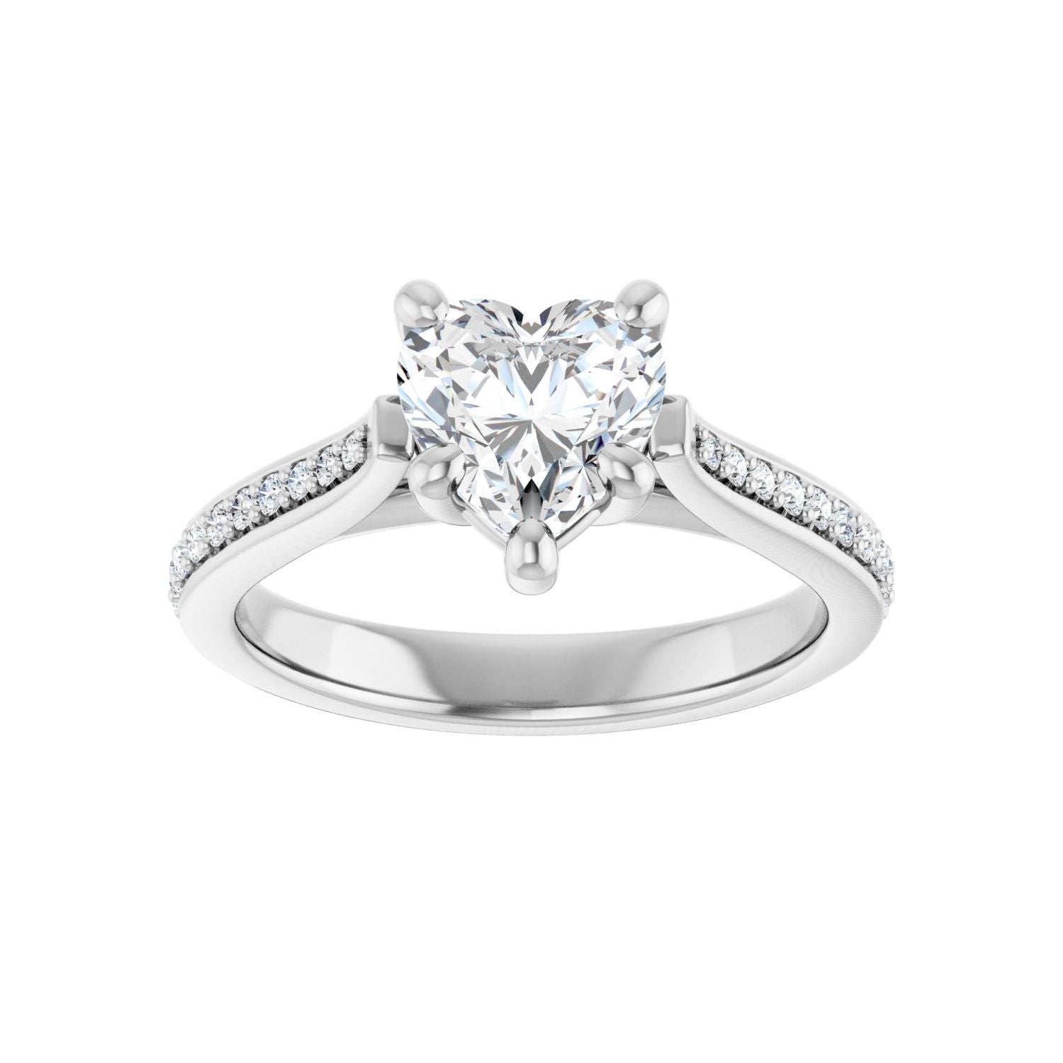 Heart Engagement Ring | Metal Type=14K White Gold | Center Stone Size=1 CT | Image 3