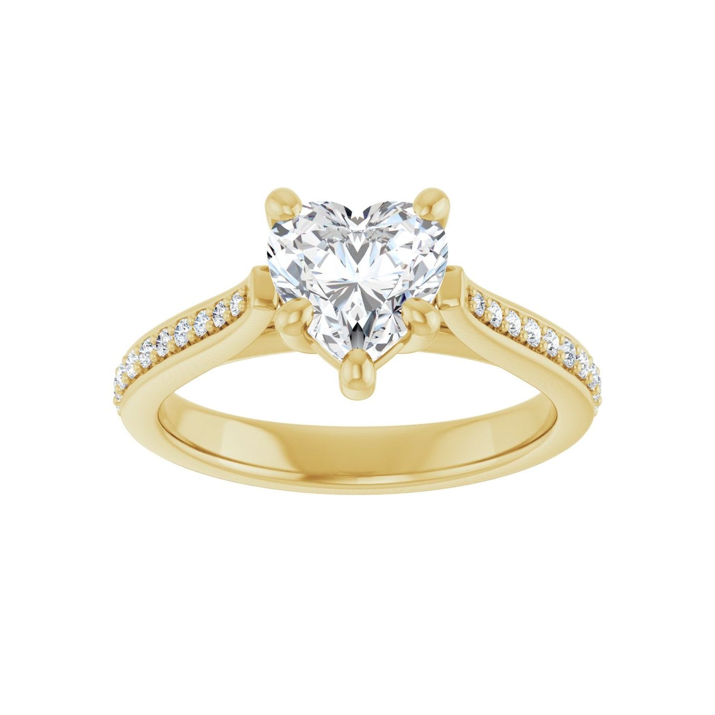Heart Engagement Ring | Metal Type=14K Yellow Gold | Center Stone Size=1 CT | Image 3
