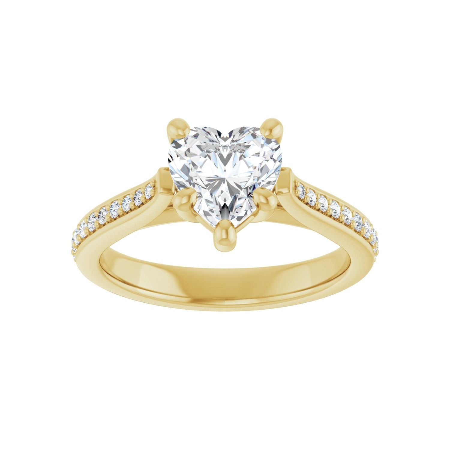 Heart Engagement Ring | Metal Type=14K Yellow Gold | Center Stone Size=1 CT | Image 3