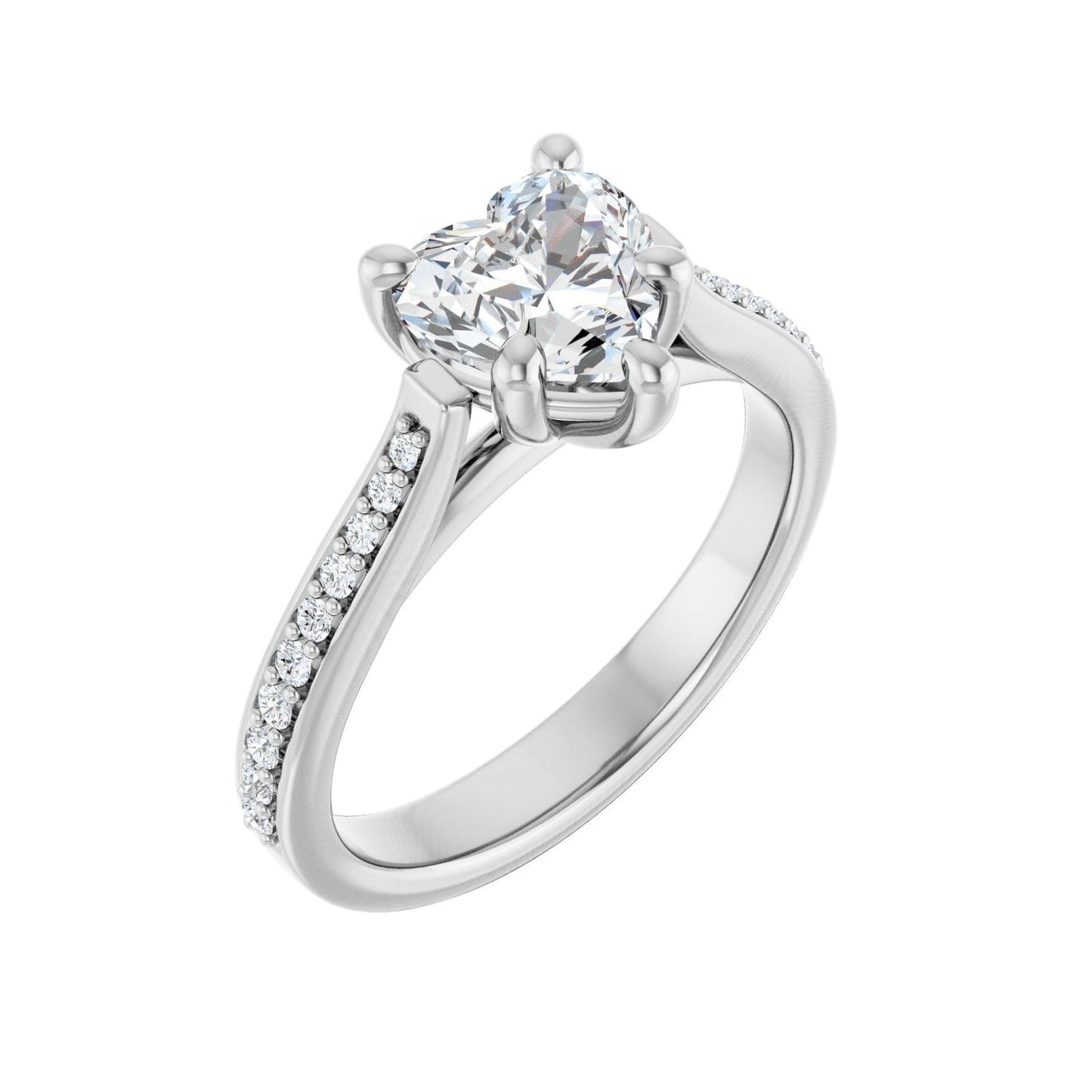 Heart Engagement Ring | Metal Type=14K White Gold | Center Stone Size=1 CT | Image 1