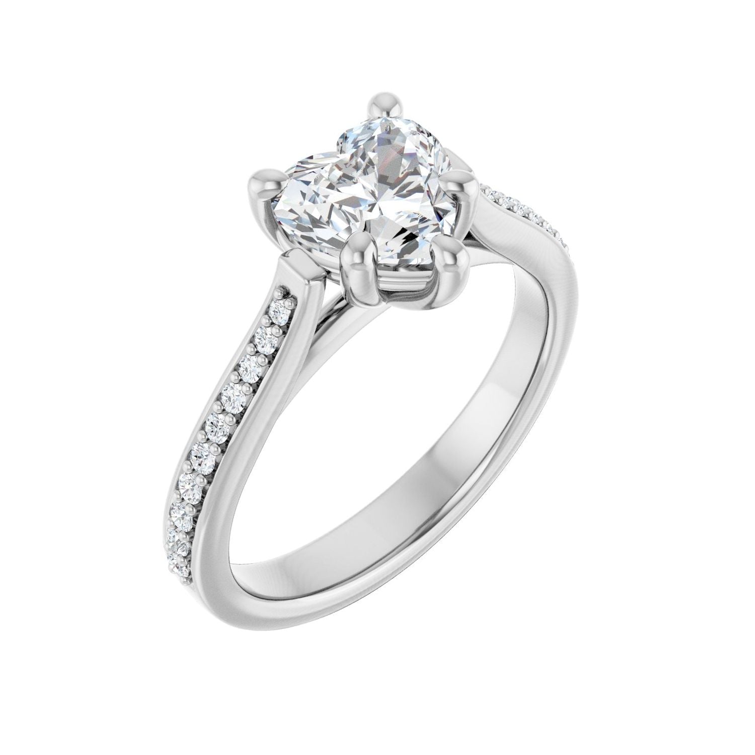 Heart Engagement Ring | Metal Type=14K White Gold | Center Stone Size=1 CT | Image 1