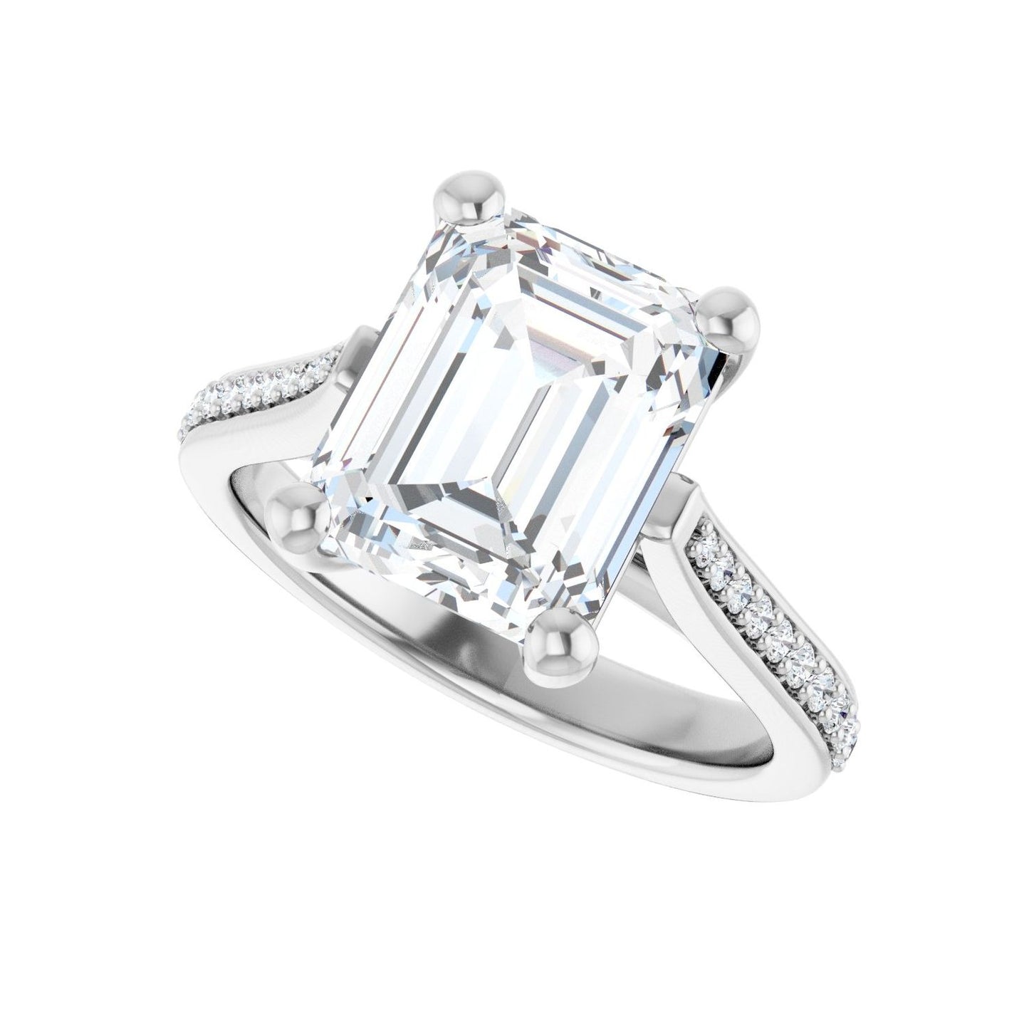 Emerald Engagement Ring | Metal Type=14K White Gold | Center Stone Size=3 CT | Image 5