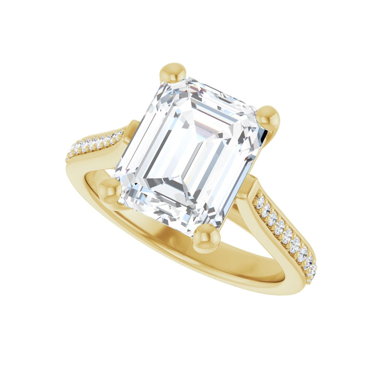 Emerald Engagement Ring | Metal Type=14K Yellow Gold | Center Stone Size=3 CT | Image 5