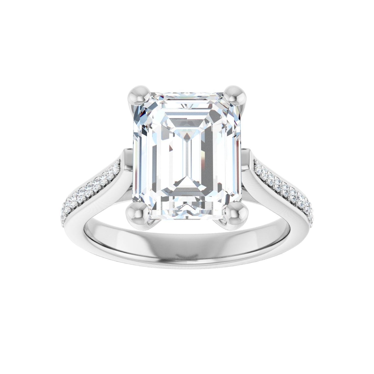Emerald Engagement Ring | Metal Type=14K White Gold | Center Stone Size=3 CT | Image 3