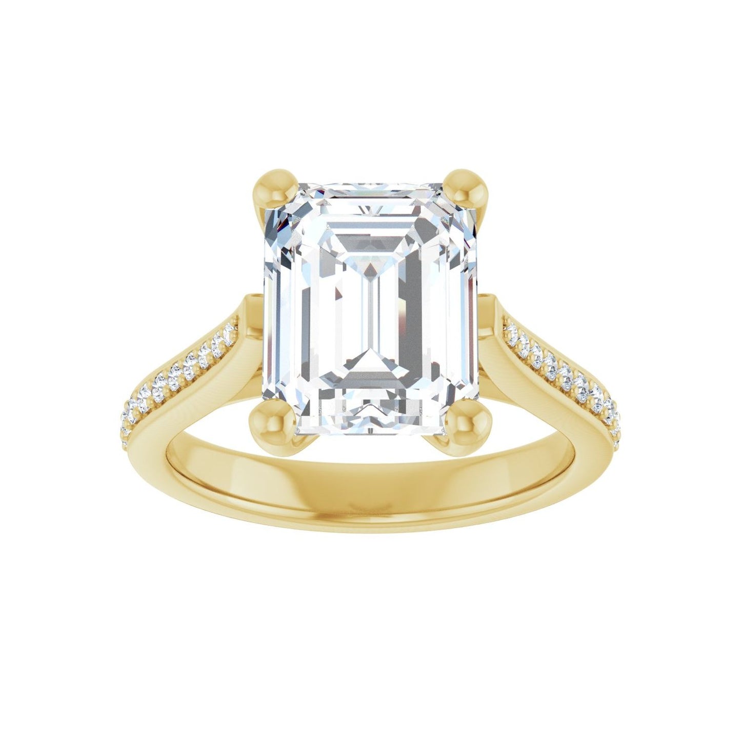 Emerald Engagement Ring | Metal Type=14K Yellow Gold | Center Stone Size=3 CT | Image 3