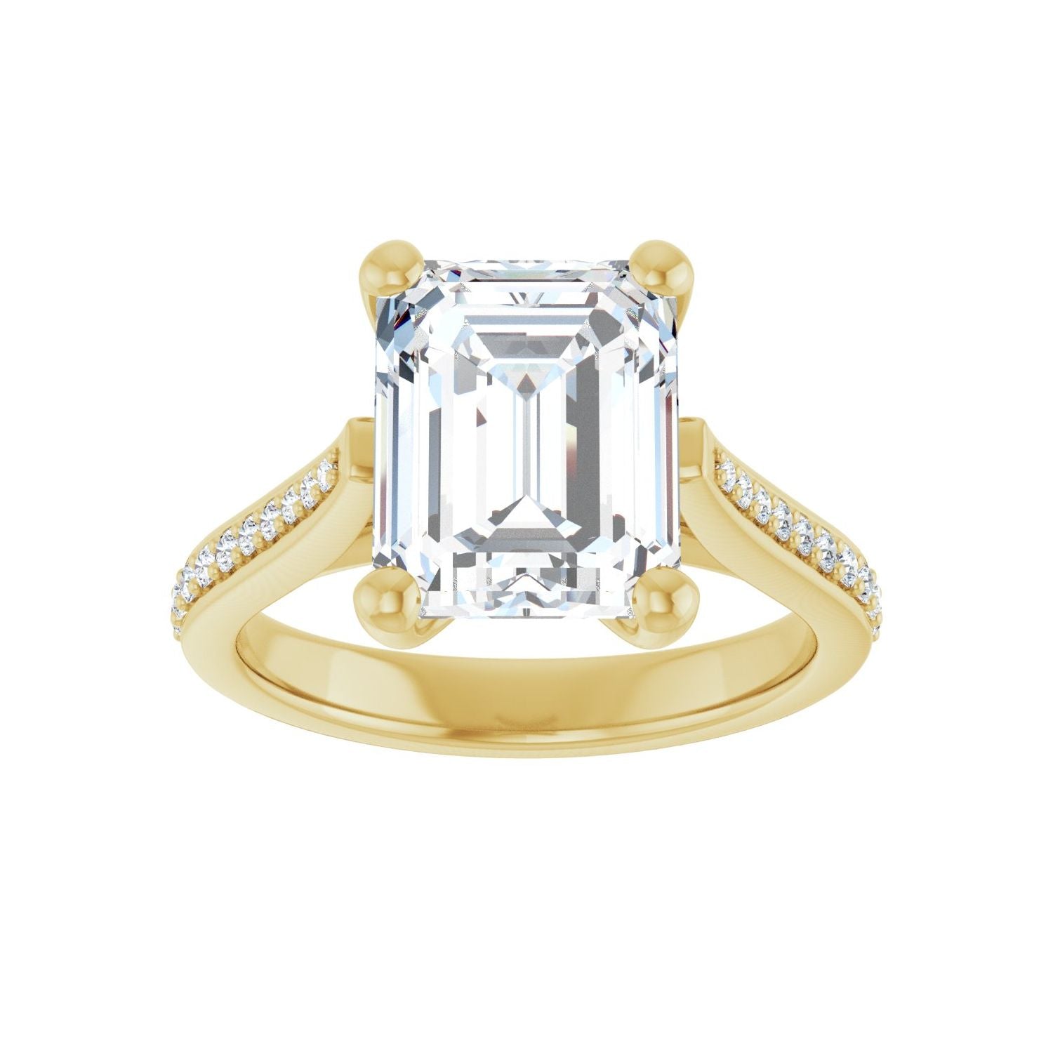 Emerald Engagement Ring | Metal Type=14K Yellow Gold | Center Stone Size=3 CT | Image 3